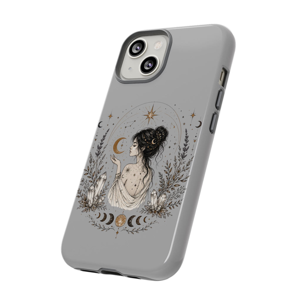 Celestial Witch Illustration Phone Case | Moon Magic, Crystals, Botanical