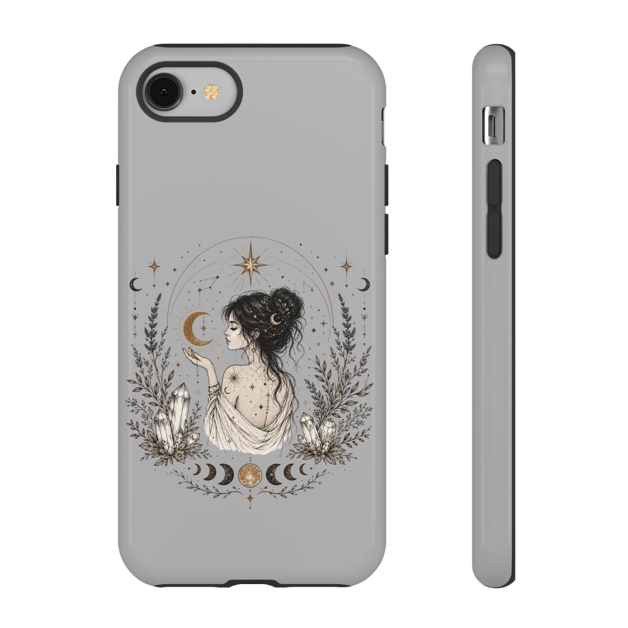 Celestial Witch Illustration Phone Case | Moon Magic, Crystals, Botanical