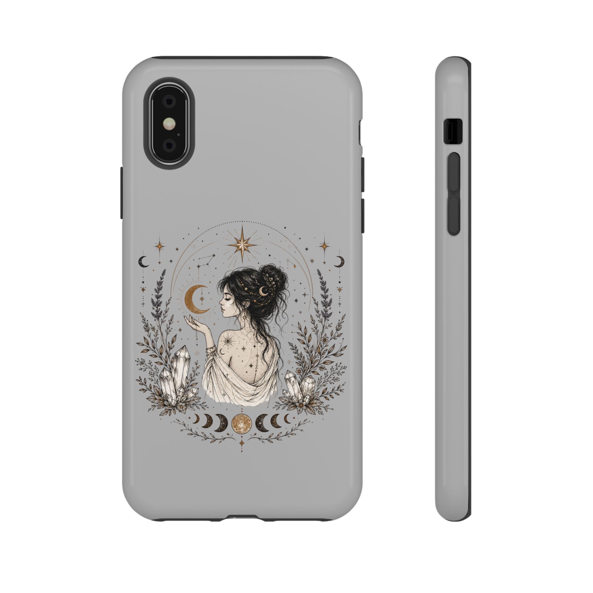 Celestial Witch Illustration Phone Case | Moon Magic, Crystals, Botanical