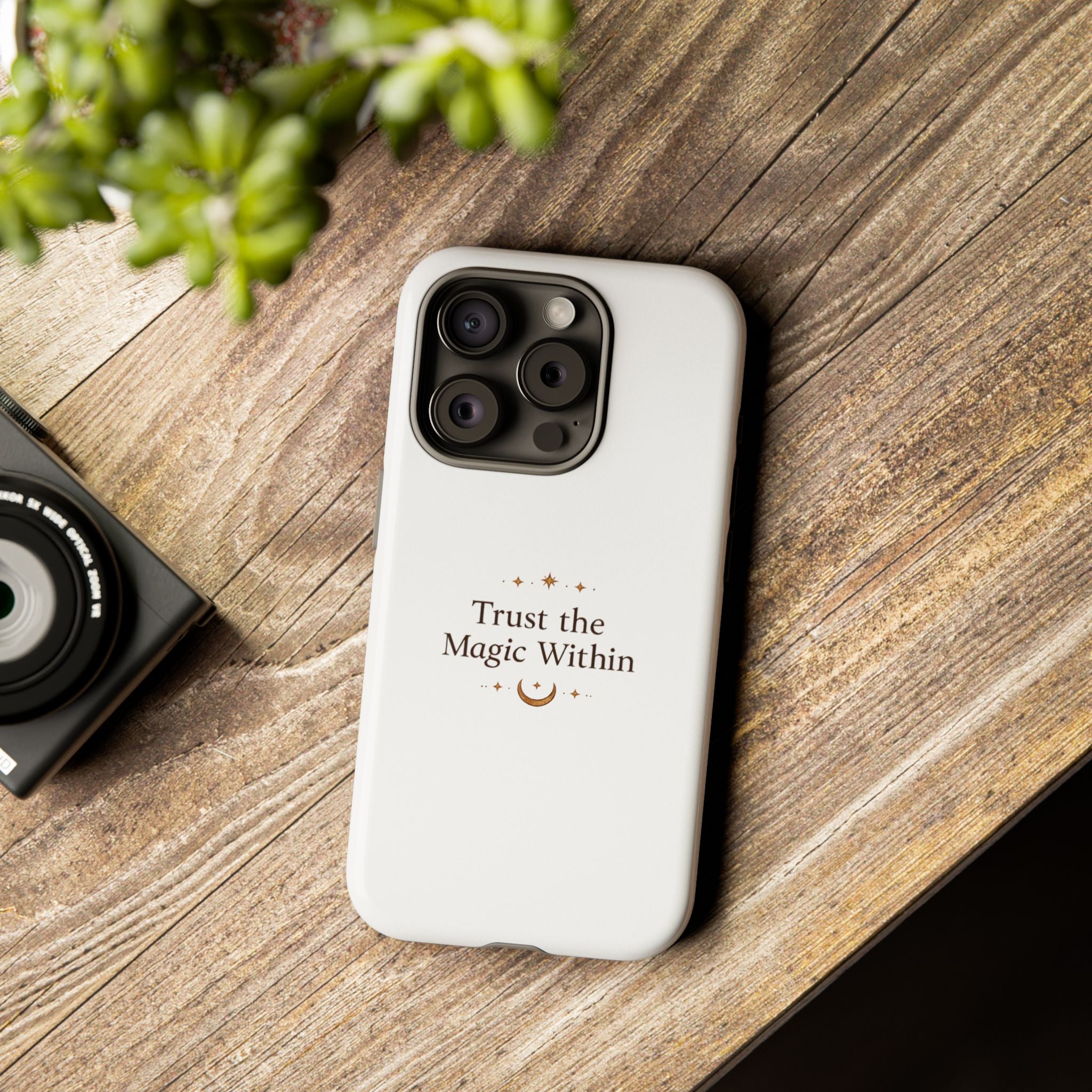 Trust the Magic Within phone case | inspirational moon stars design