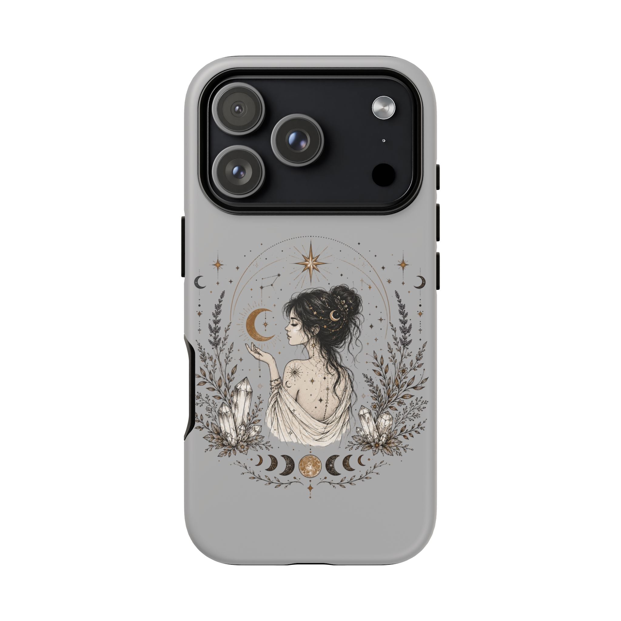 Celestial Witch Illustration Phone Case | Moon Magic, Crystals, Botanical