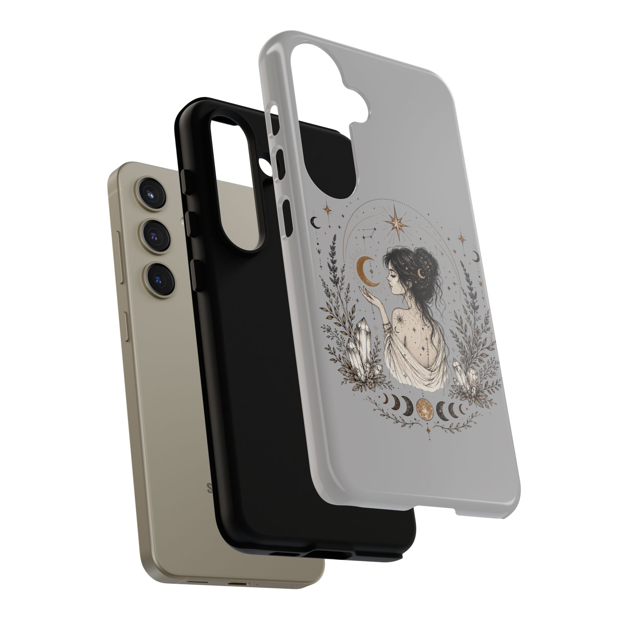 Celestial Witch Illustration Phone Case | Moon Magic, Crystals, Botanical