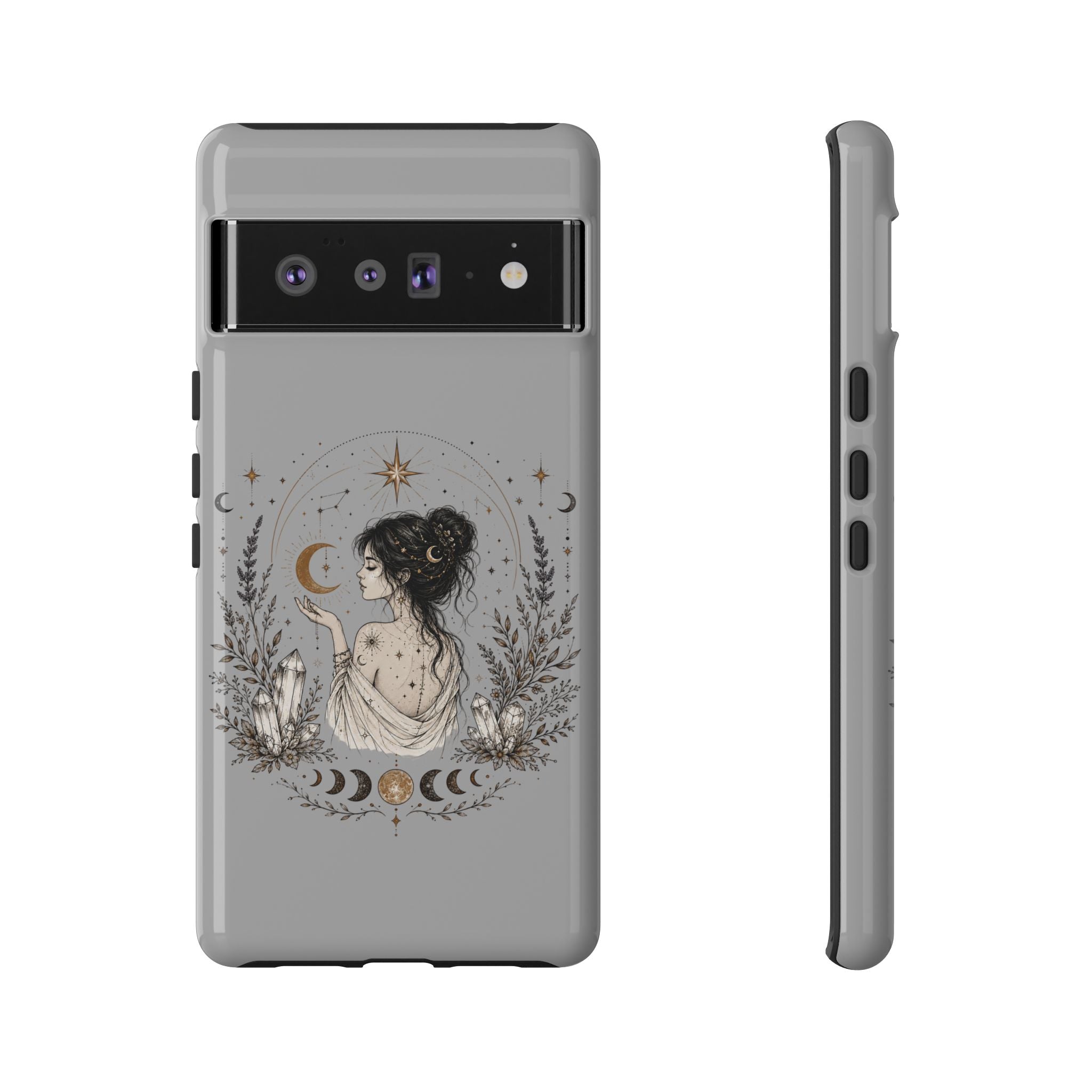 Celestial Witch Illustration Phone Case | Moon Magic, Crystals, Botanical