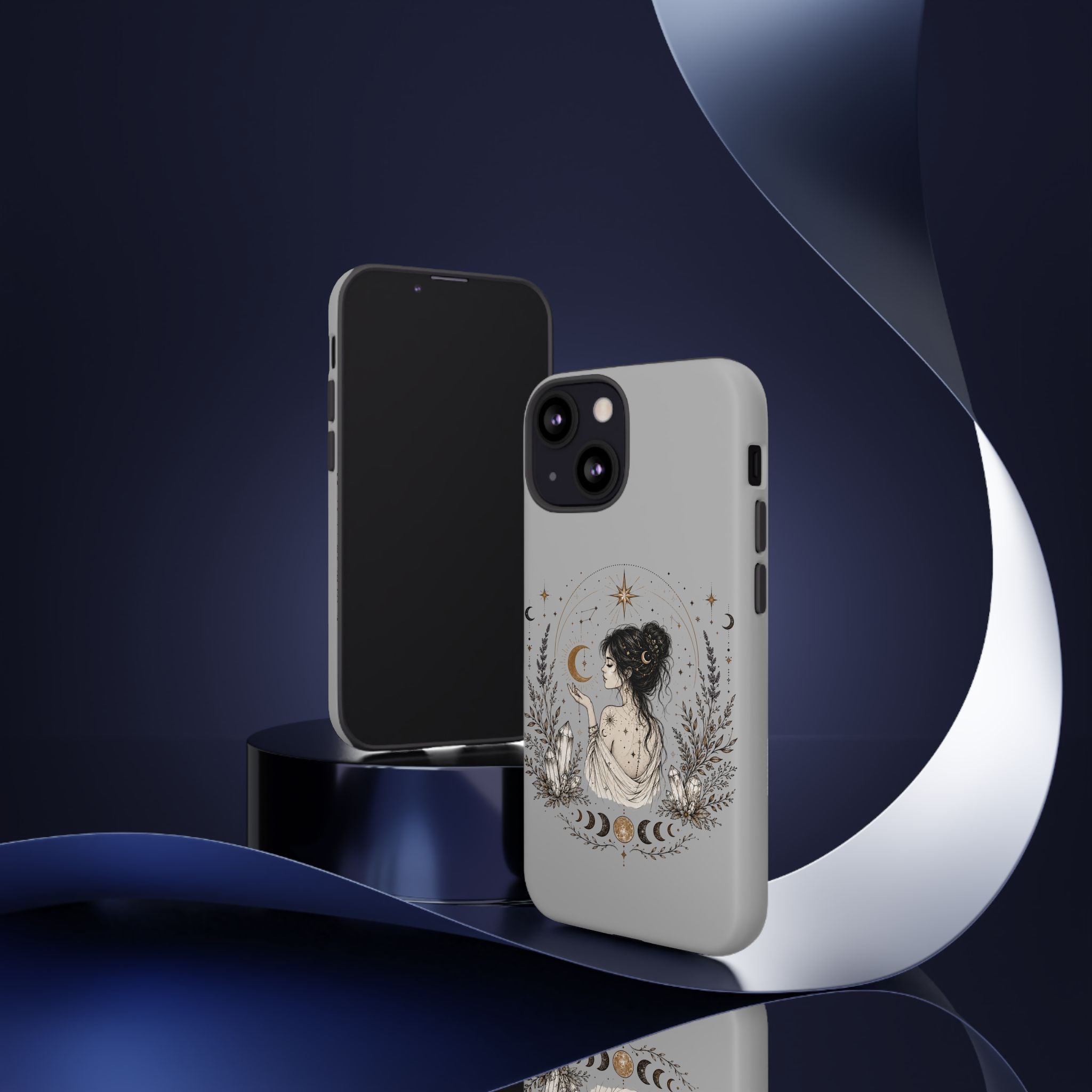 Celestial Witch Illustration Phone Case | Moon Magic, Crystals, Botanical