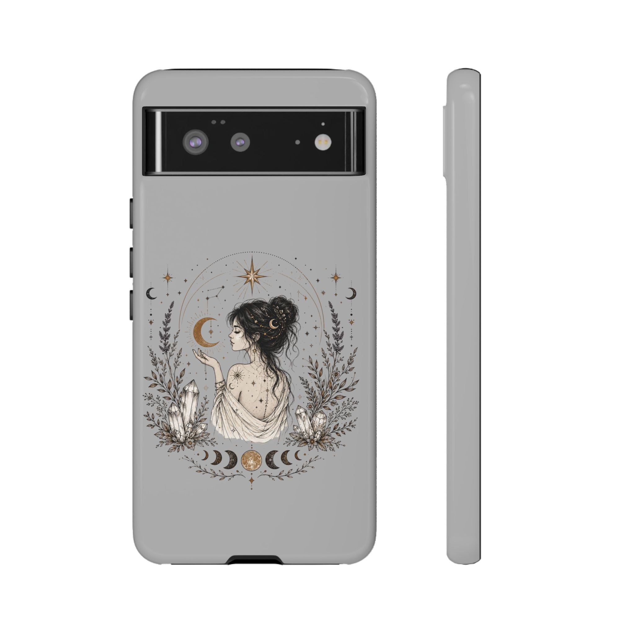 Celestial Witch Illustration Phone Case | Moon Magic, Crystals, Botanical