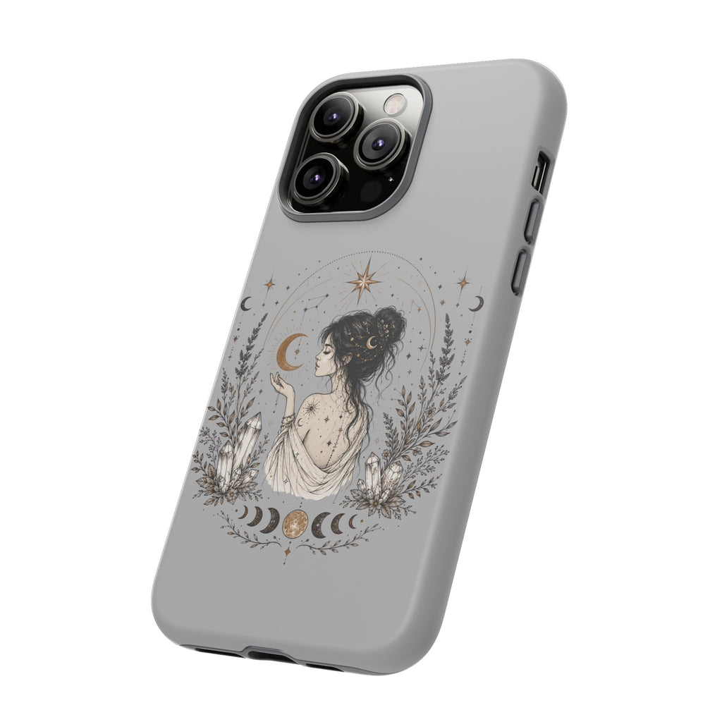 Celestial Witch Illustration Phone Case | Moon Magic, Crystals, Botanical