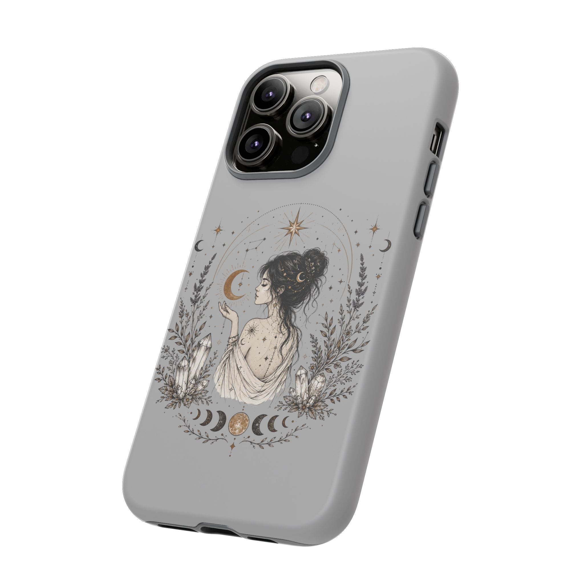Celestial Witch Illustration Phone Case | Moon Magic, Crystals, Botanical