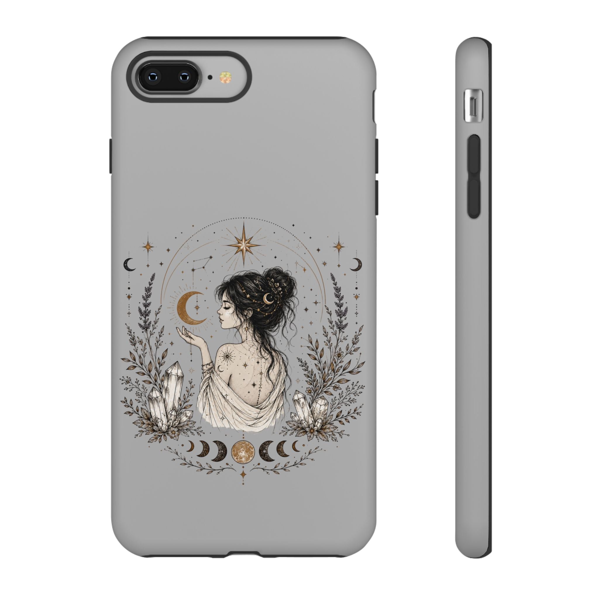 Celestial Witch Illustration Phone Case | Moon Magic, Crystals, Botanical