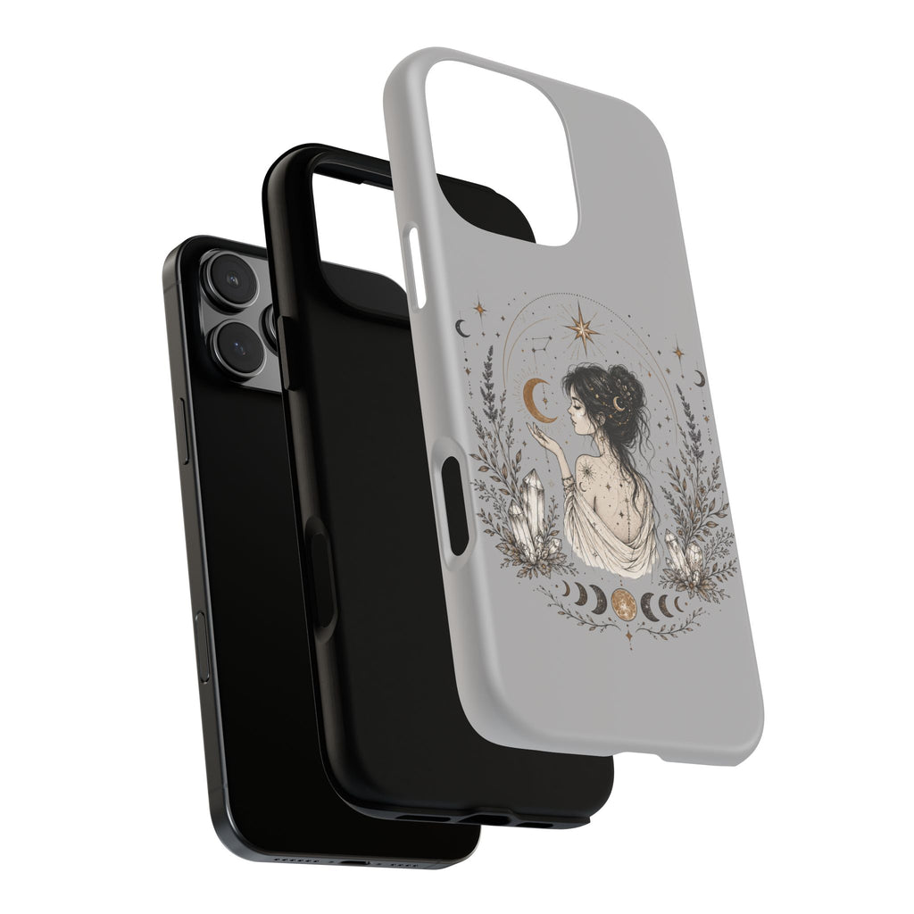 Celestial Witch Illustration Phone Case | Moon Magic, Crystals, Botanical