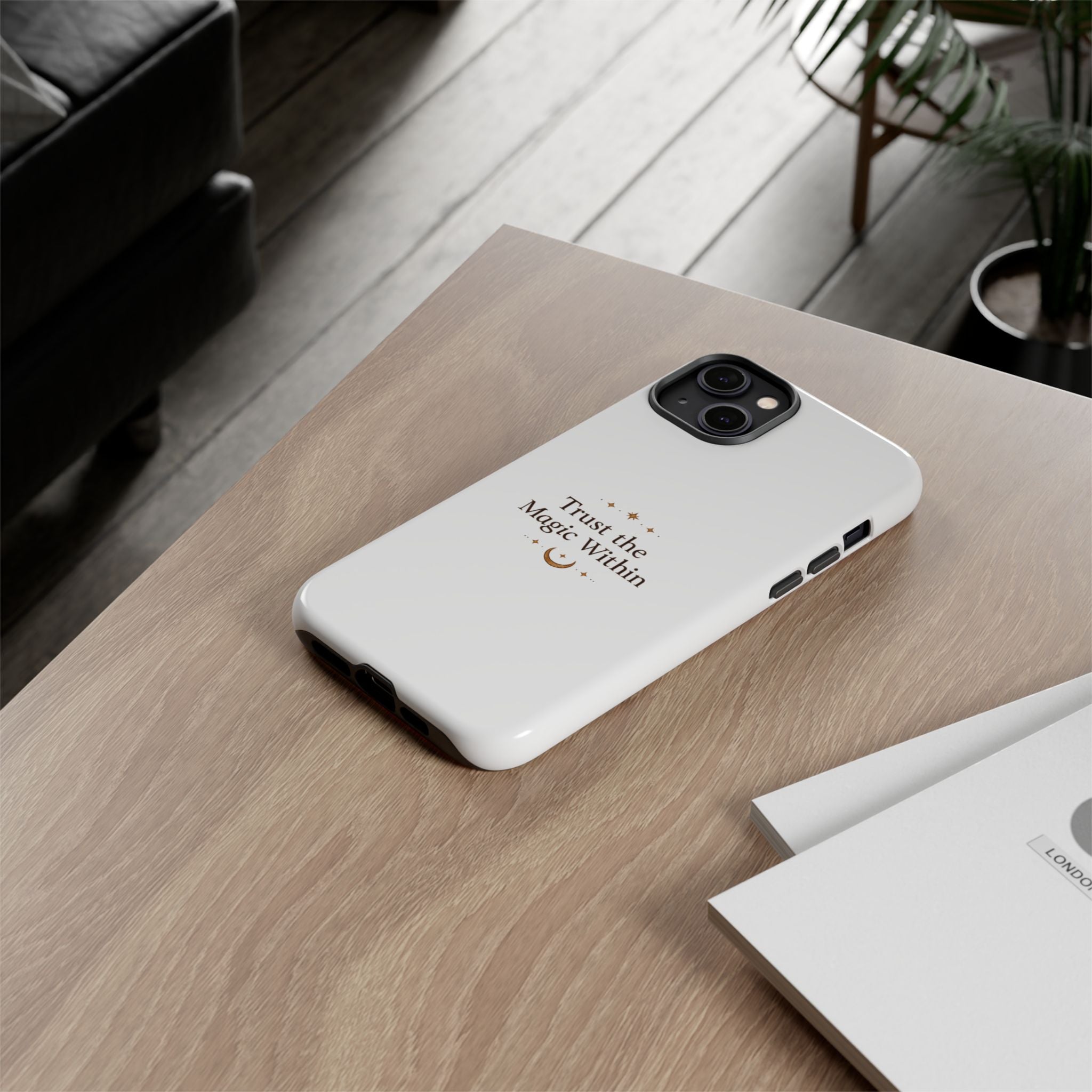 Trust the Magic Within phone case | inspirational moon stars design