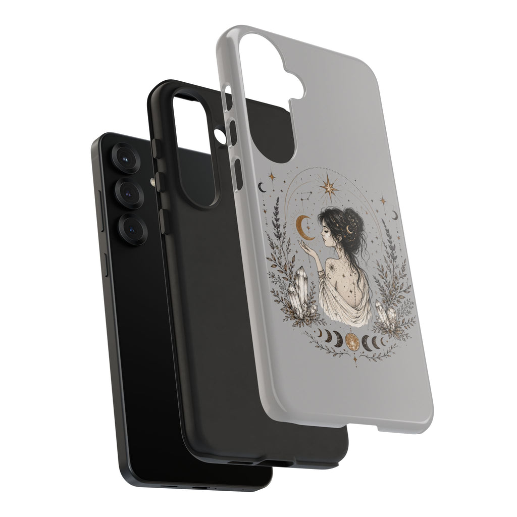 Celestial Witch Illustration Phone Case | Moon Magic, Crystals, Botanical