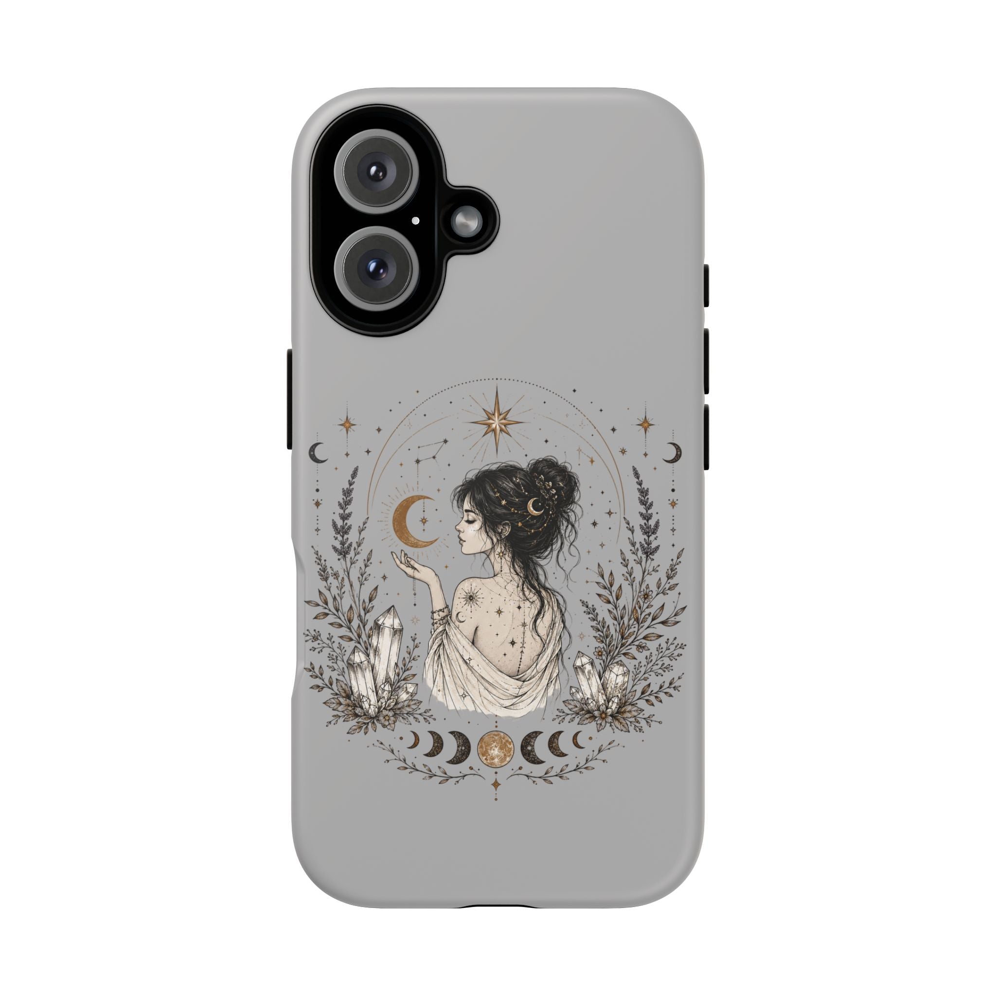 Celestial Witch Illustration Phone Case | Moon Magic, Crystals, Botanical