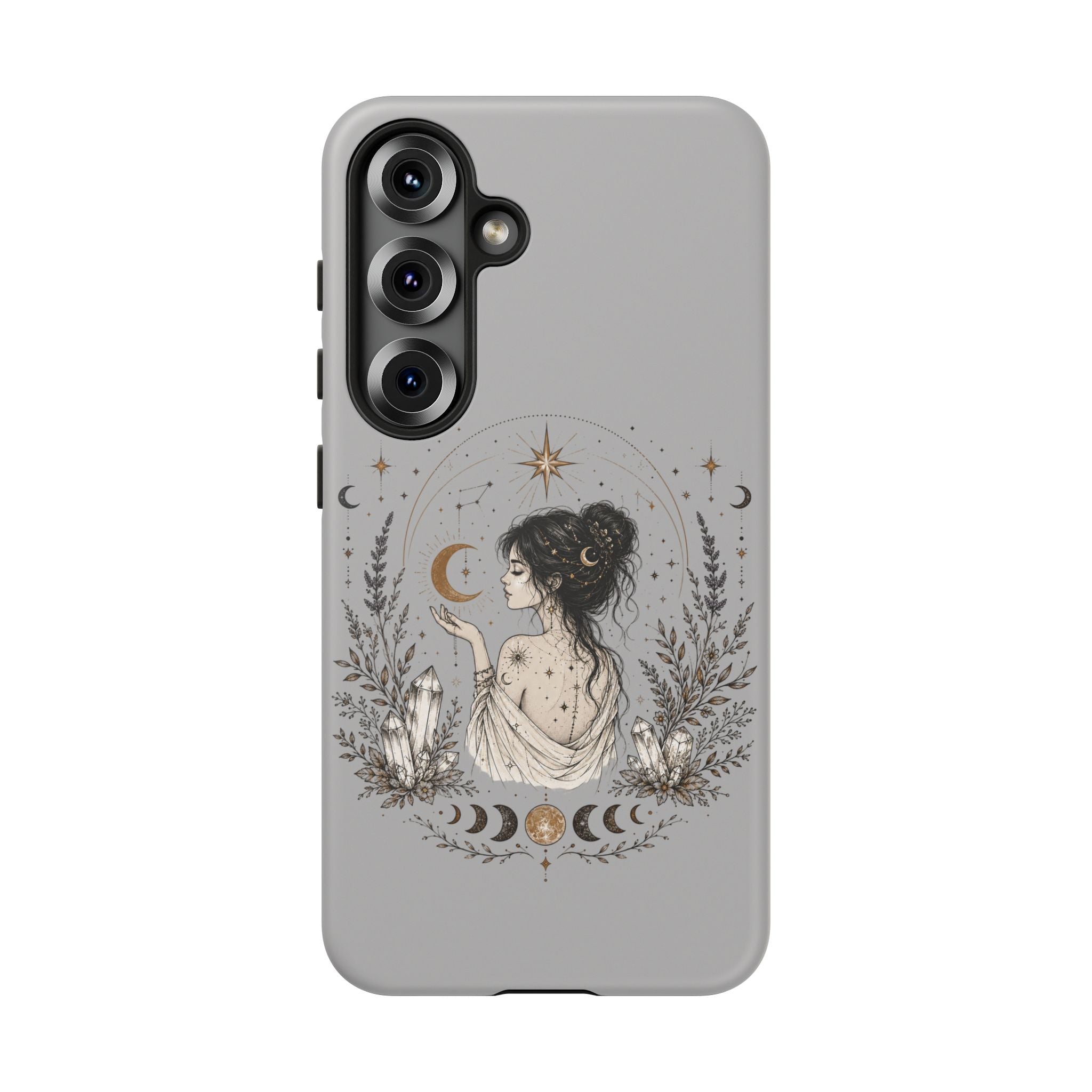 Celestial Witch Illustration Phone Case | Moon Magic, Crystals, Botanical