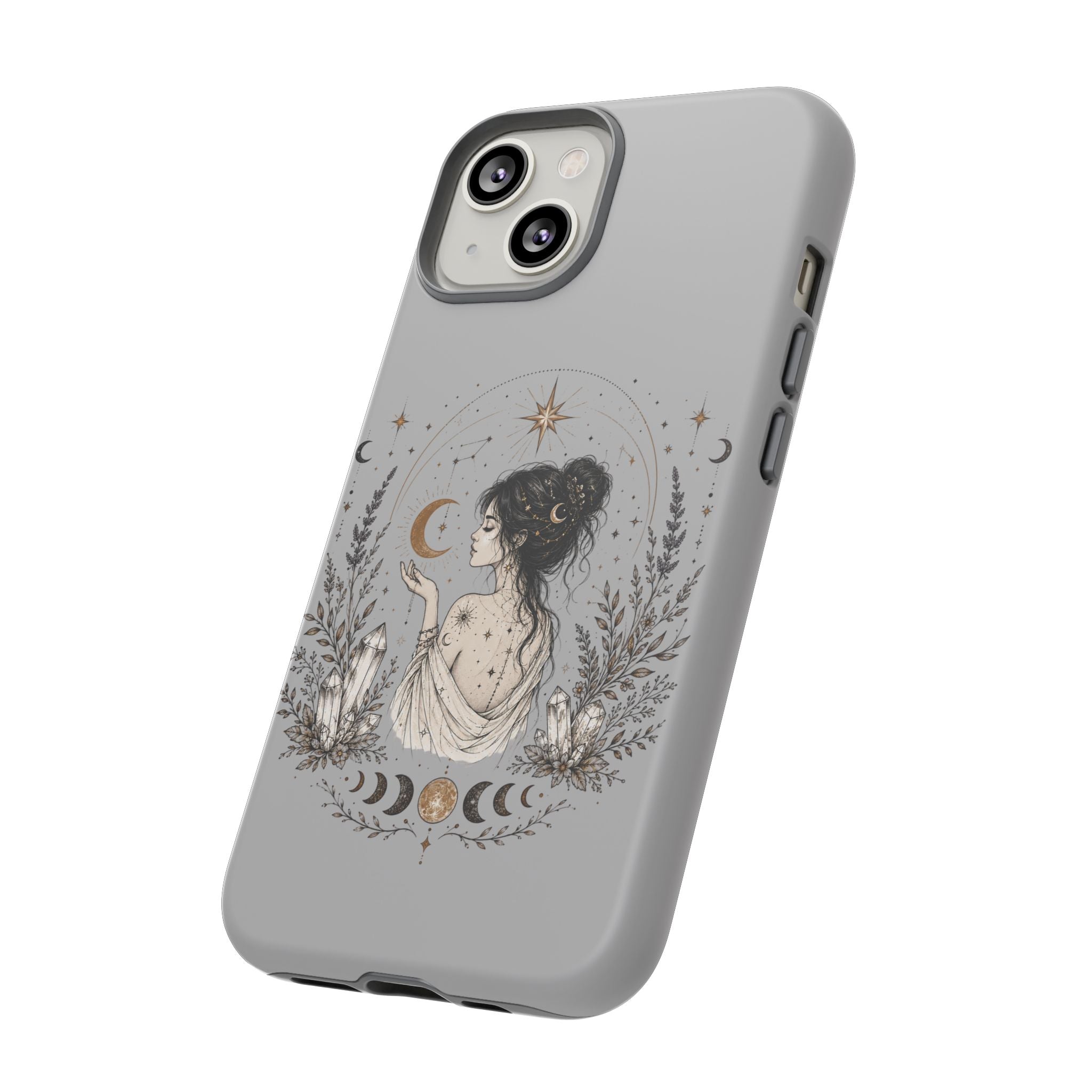 Celestial Witch Illustration Phone Case | Moon Magic, Crystals, Botanical