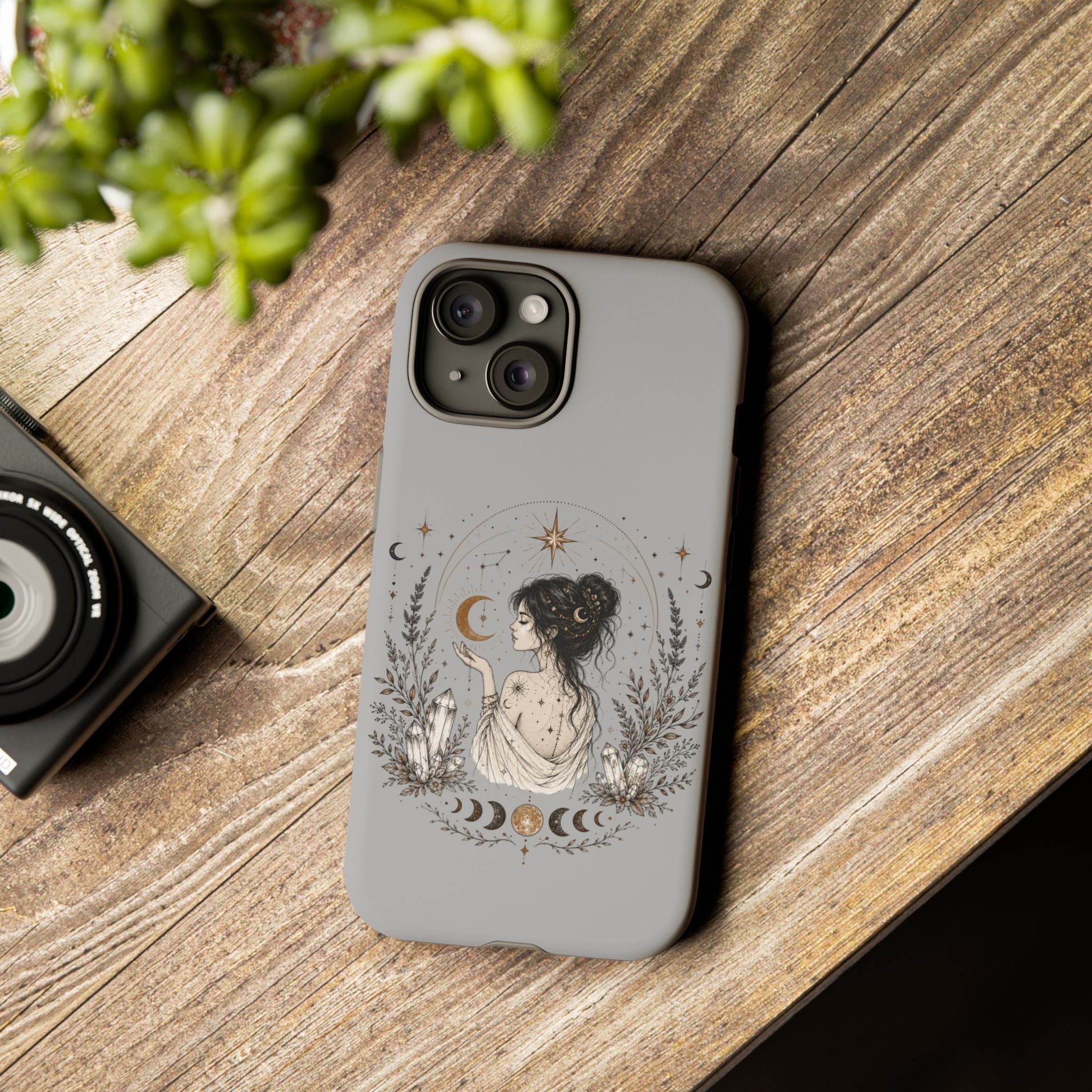 Celestial Witch Illustration Phone Case | Moon Magic, Crystals, Botanical