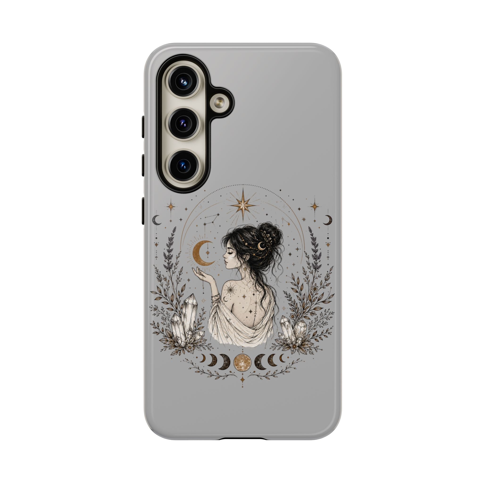 Celestial Witch Illustration Phone Case | Moon Magic, Crystals, Botanical