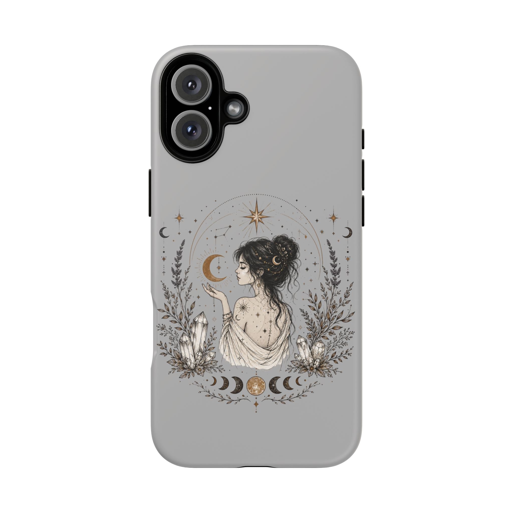 Celestial Witch Illustration Phone Case | Moon Magic, Crystals, Botanical