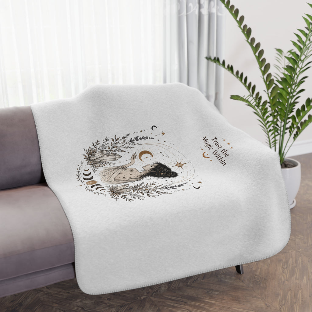Trust the Magic Within | spiritual moon witch | Tan Sherpa Blanket