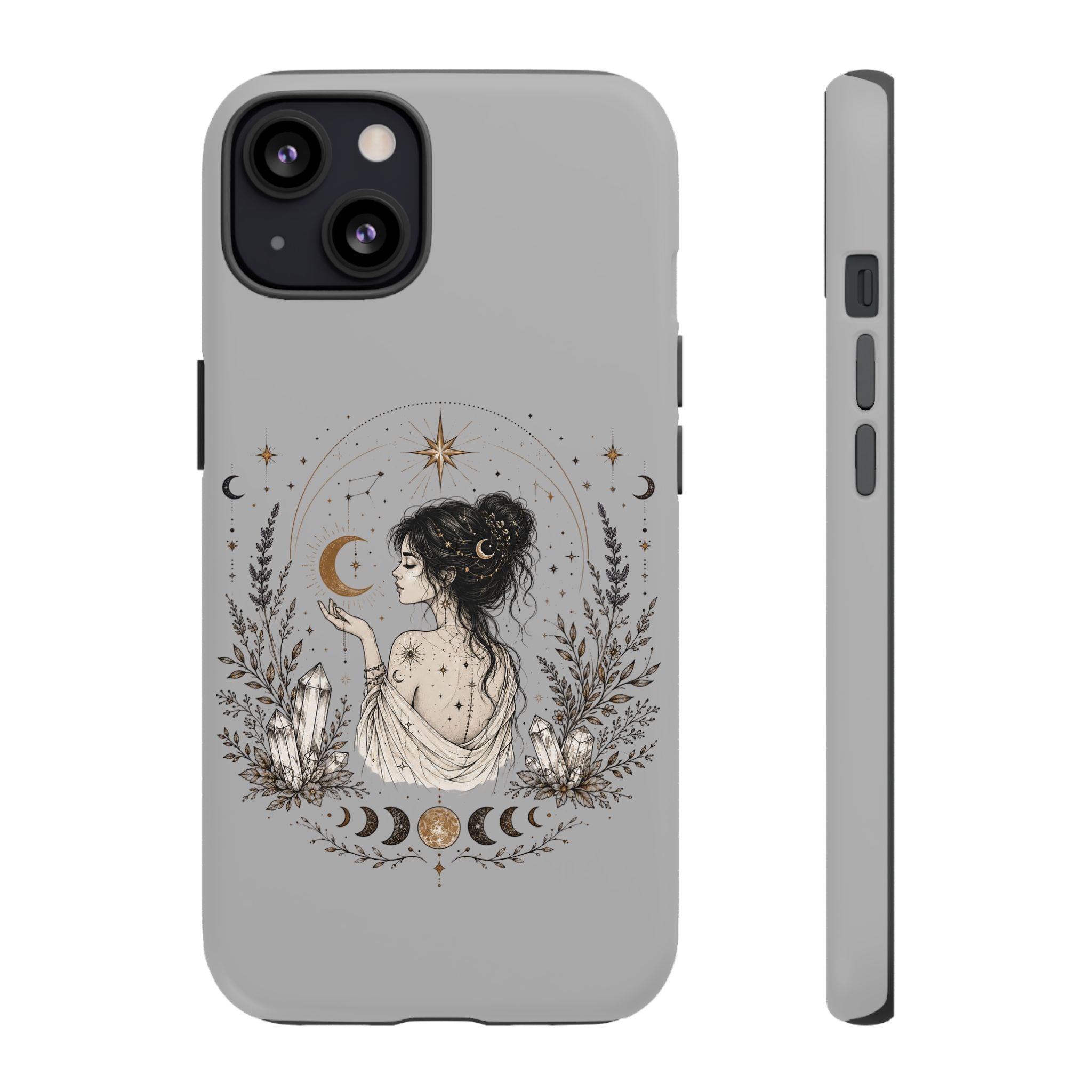 Celestial Witch Illustration Phone Case | Moon Magic, Crystals, Botanical
