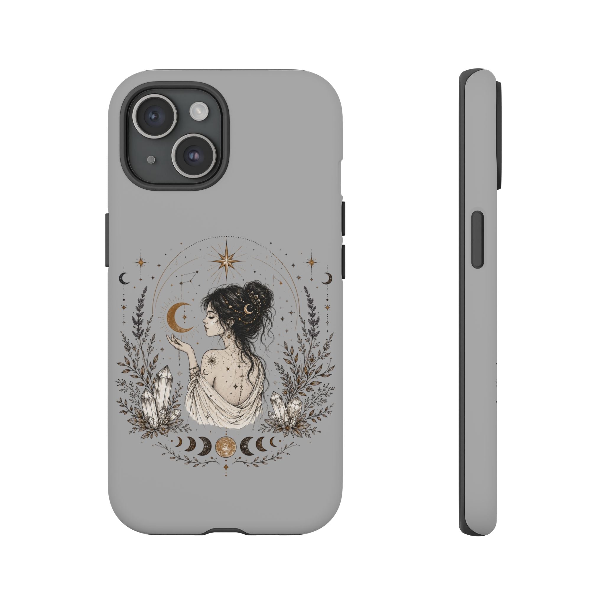Celestial Witch Illustration Phone Case | Moon Magic, Crystals, Botanical