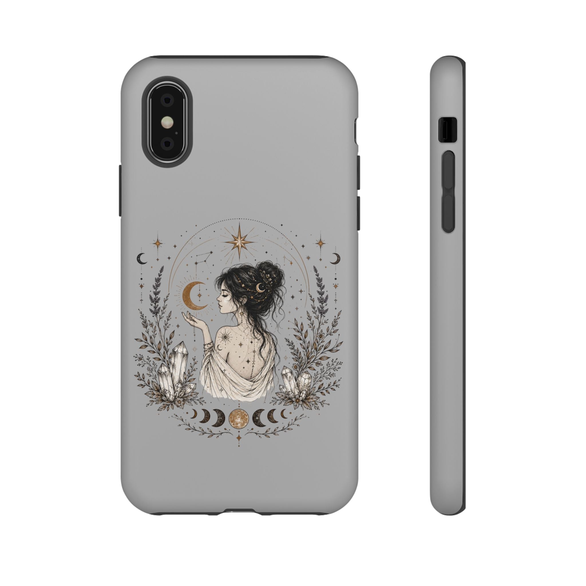 Celestial Witch Illustration Phone Case | Moon Magic, Crystals, Botanical