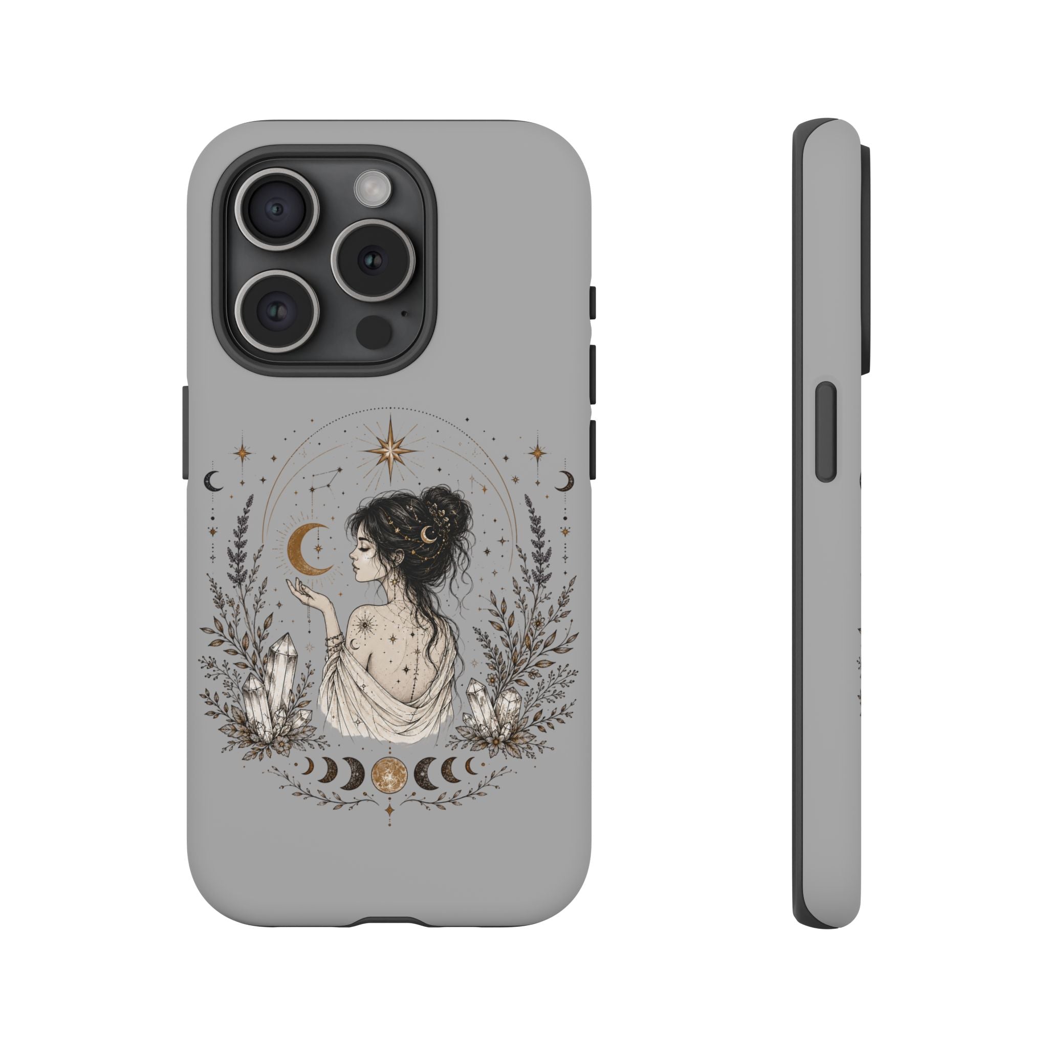 Celestial Witch Illustration Phone Case | Moon Magic, Crystals, Botanical