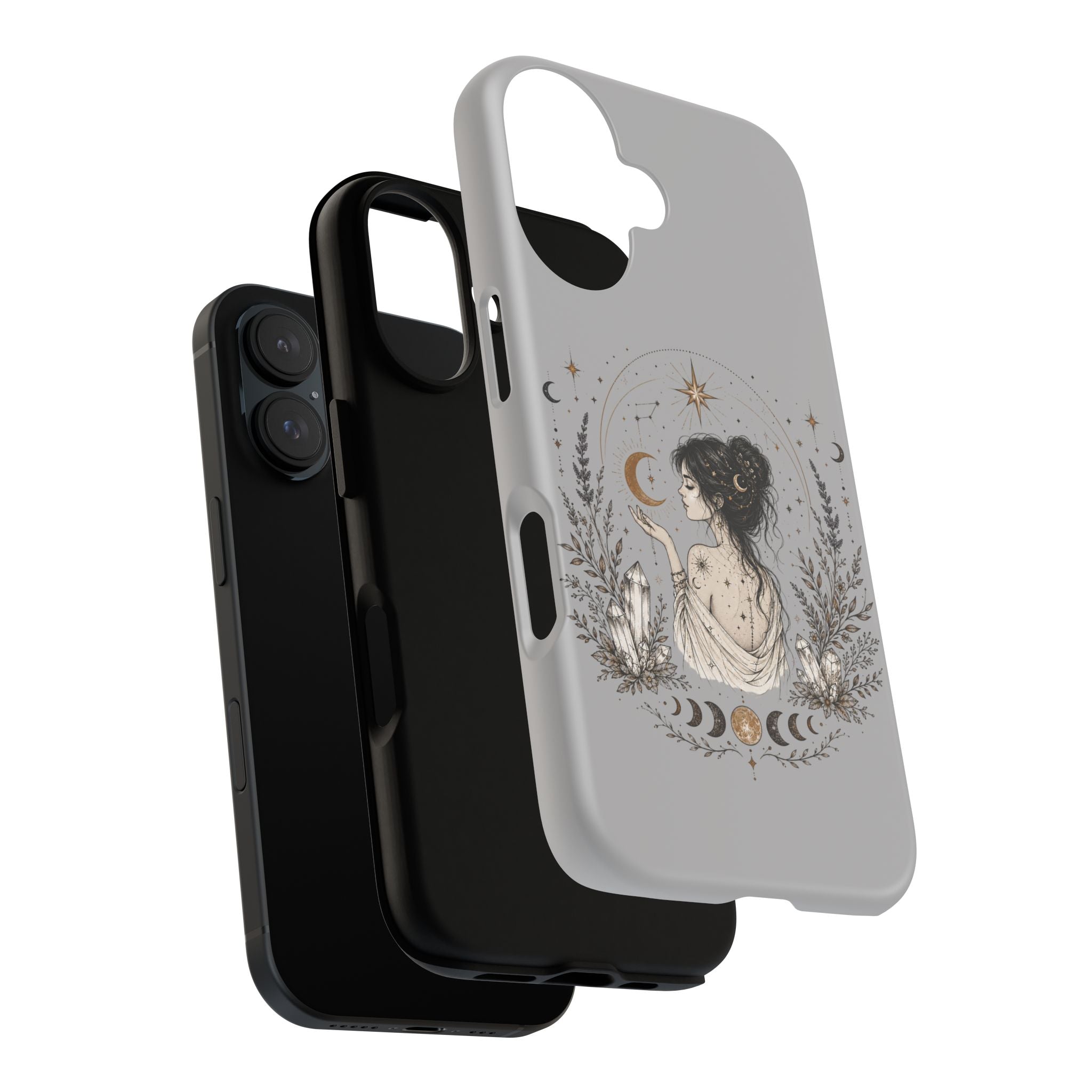 Celestial Witch Illustration Phone Case | Moon Magic, Crystals, Botanical