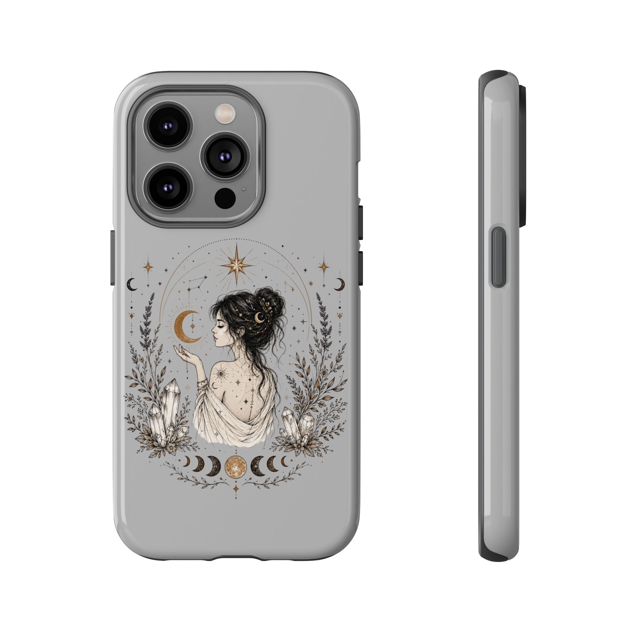 Celestial Witch Illustration Phone Case | Moon Magic, Crystals, Botanical