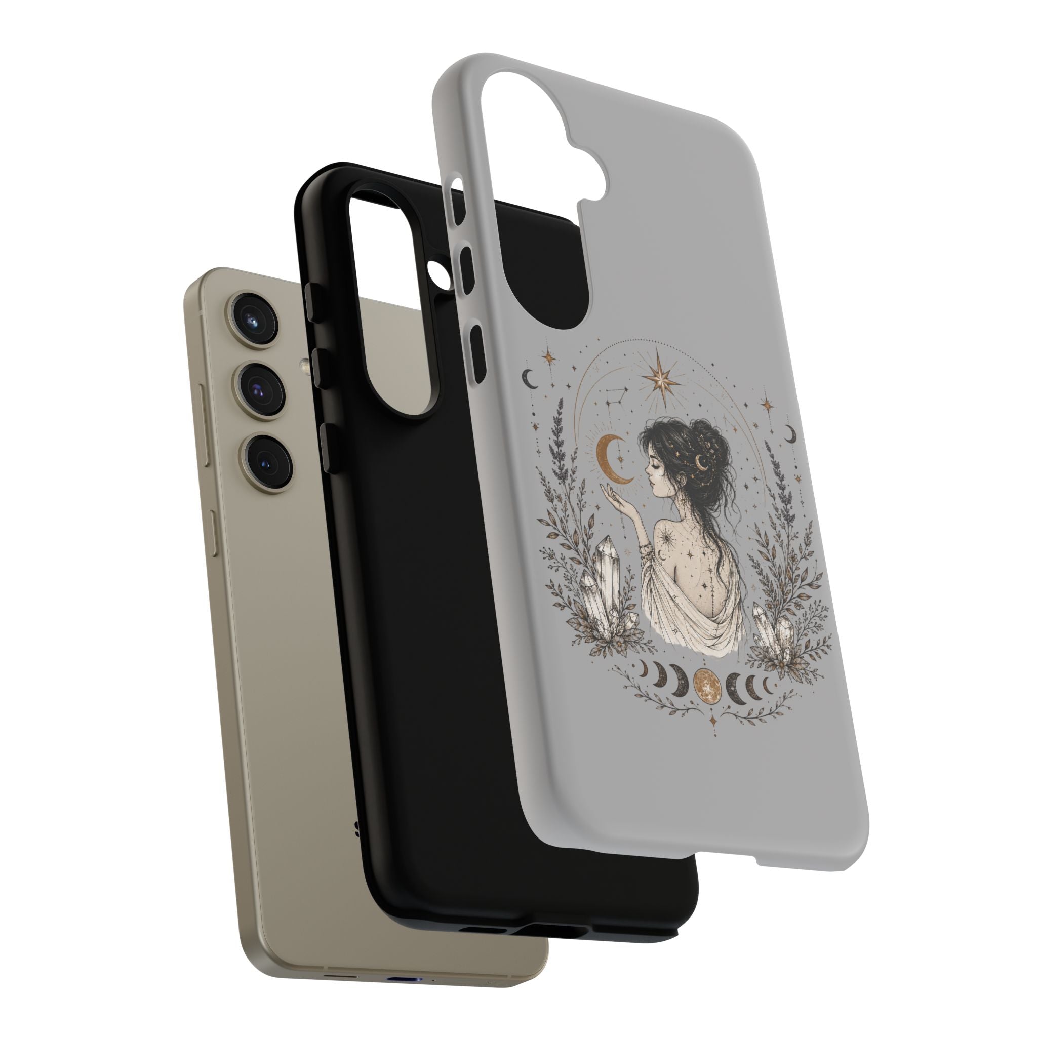 Celestial Witch Illustration Phone Case | Moon Magic, Crystals, Botanical