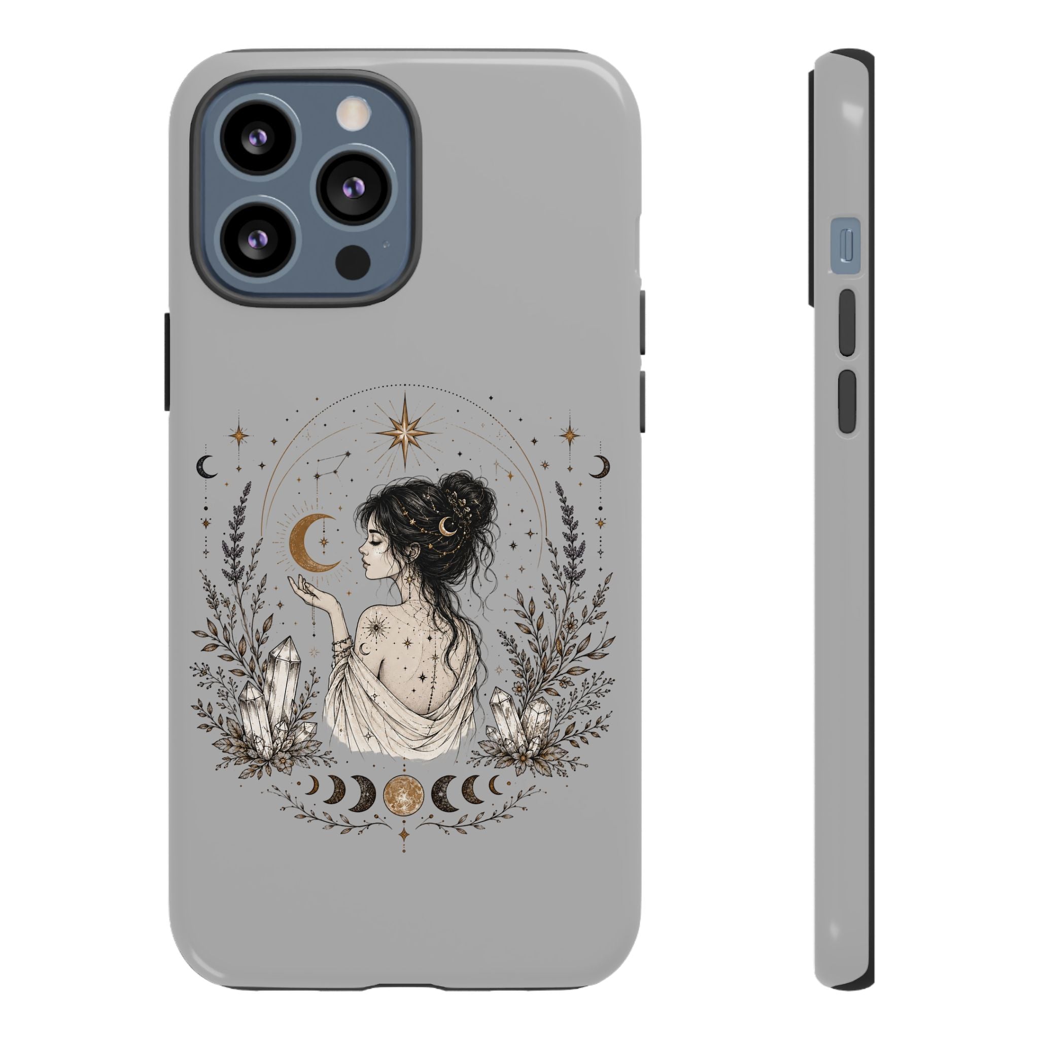 Celestial Witch Illustration Phone Case | Moon Magic, Crystals, Botanical