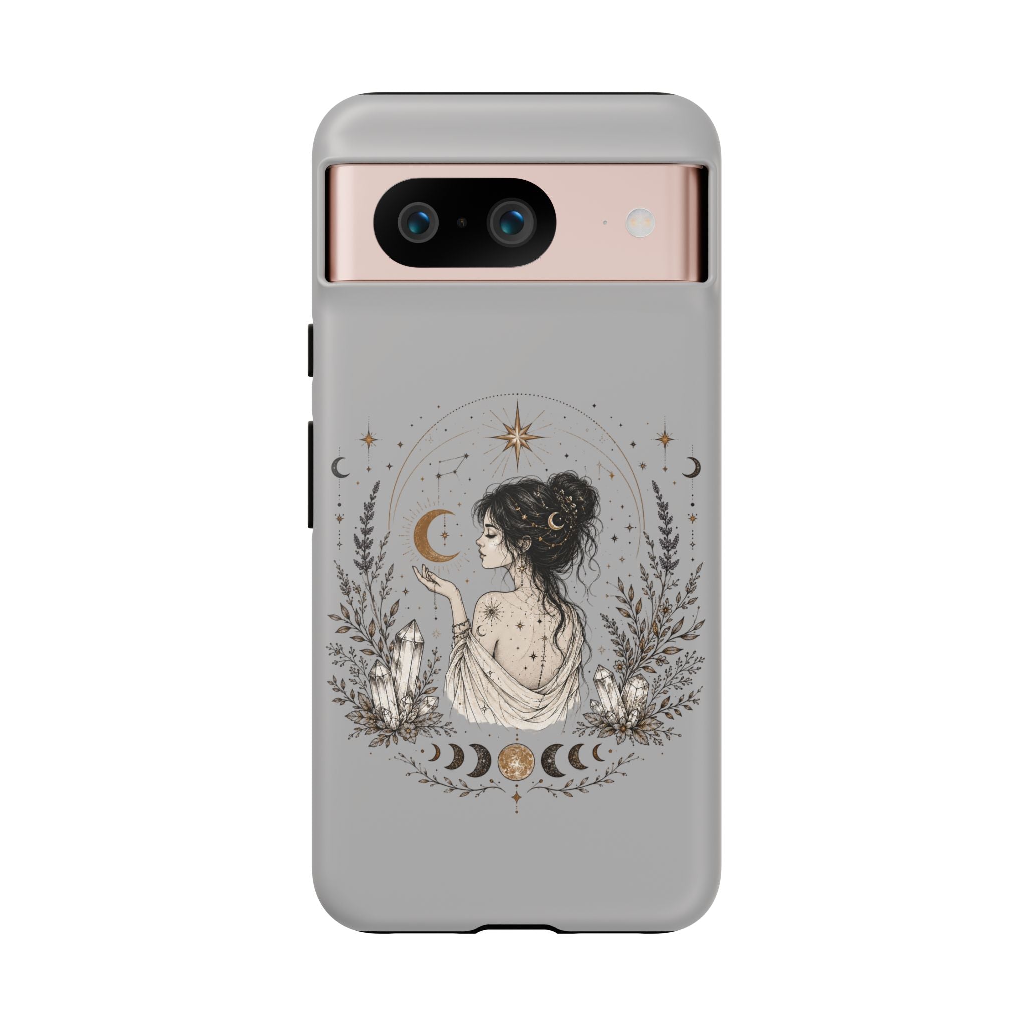 Celestial Witch Illustration Phone Case | Moon Magic, Crystals, Botanical