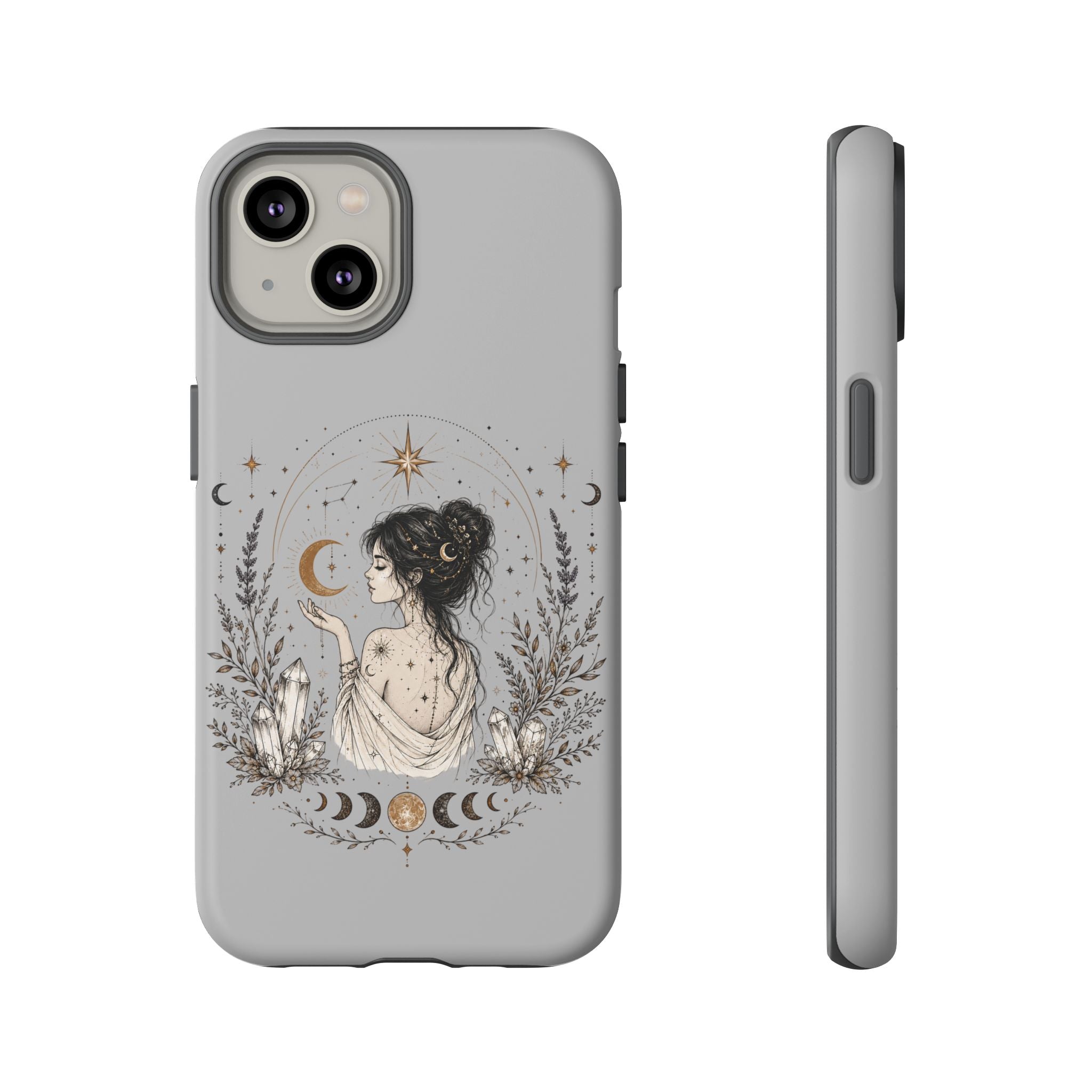 Celestial Witch Illustration Phone Case | Moon Magic, Crystals, Botanical