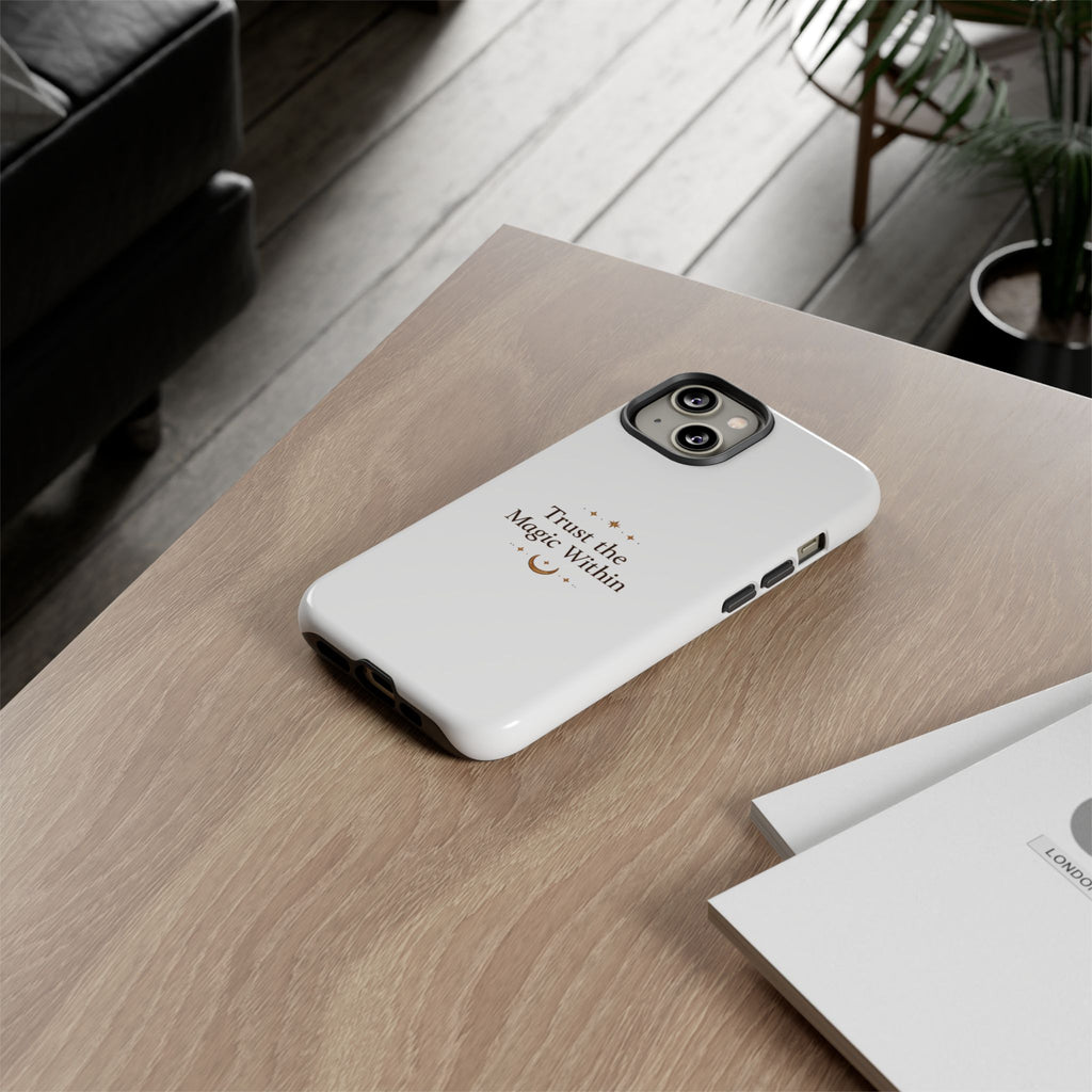 Trust the Magic Within phone case | inspirational moon stars design
