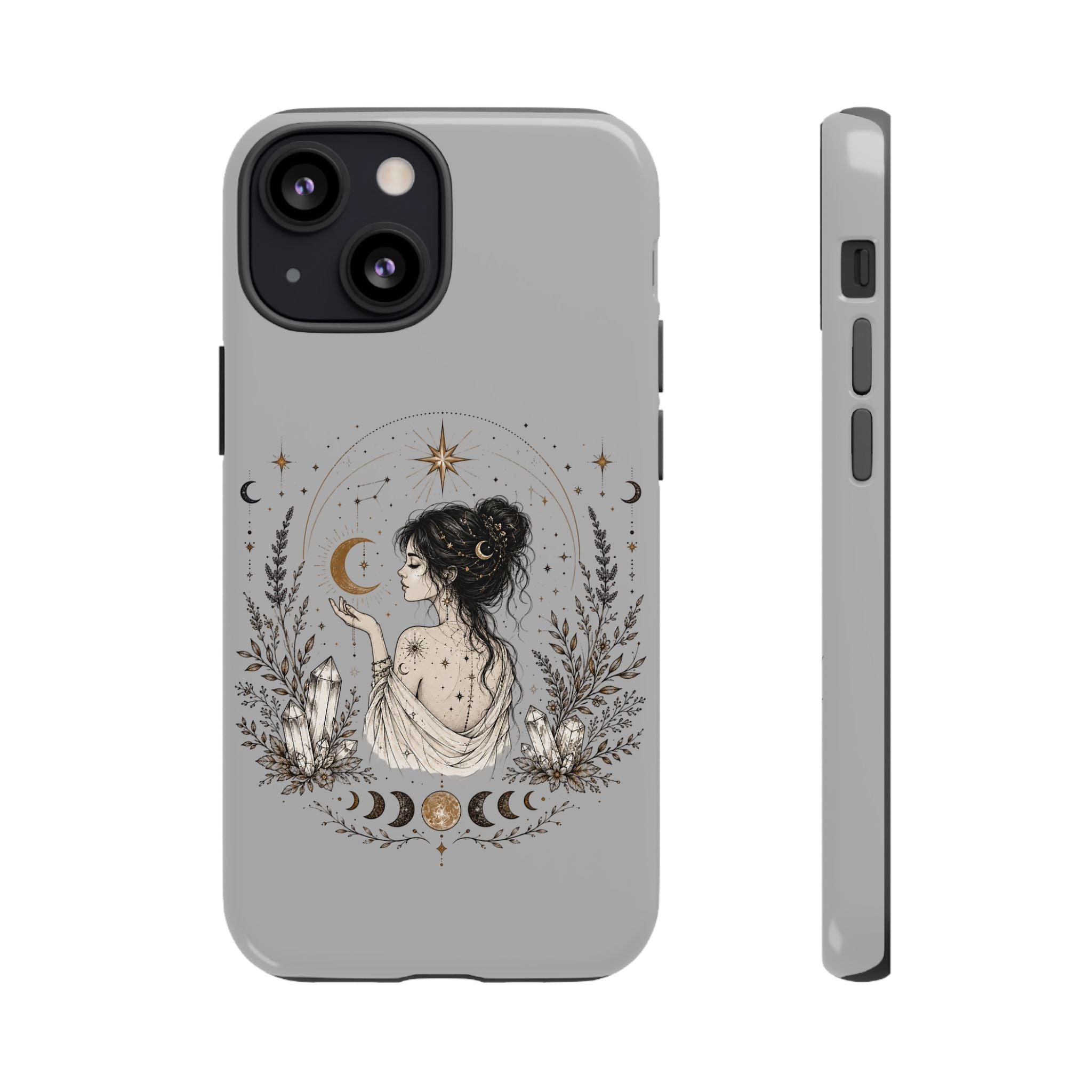 Celestial Witch Illustration Phone Case | Moon Magic, Crystals, Botanical