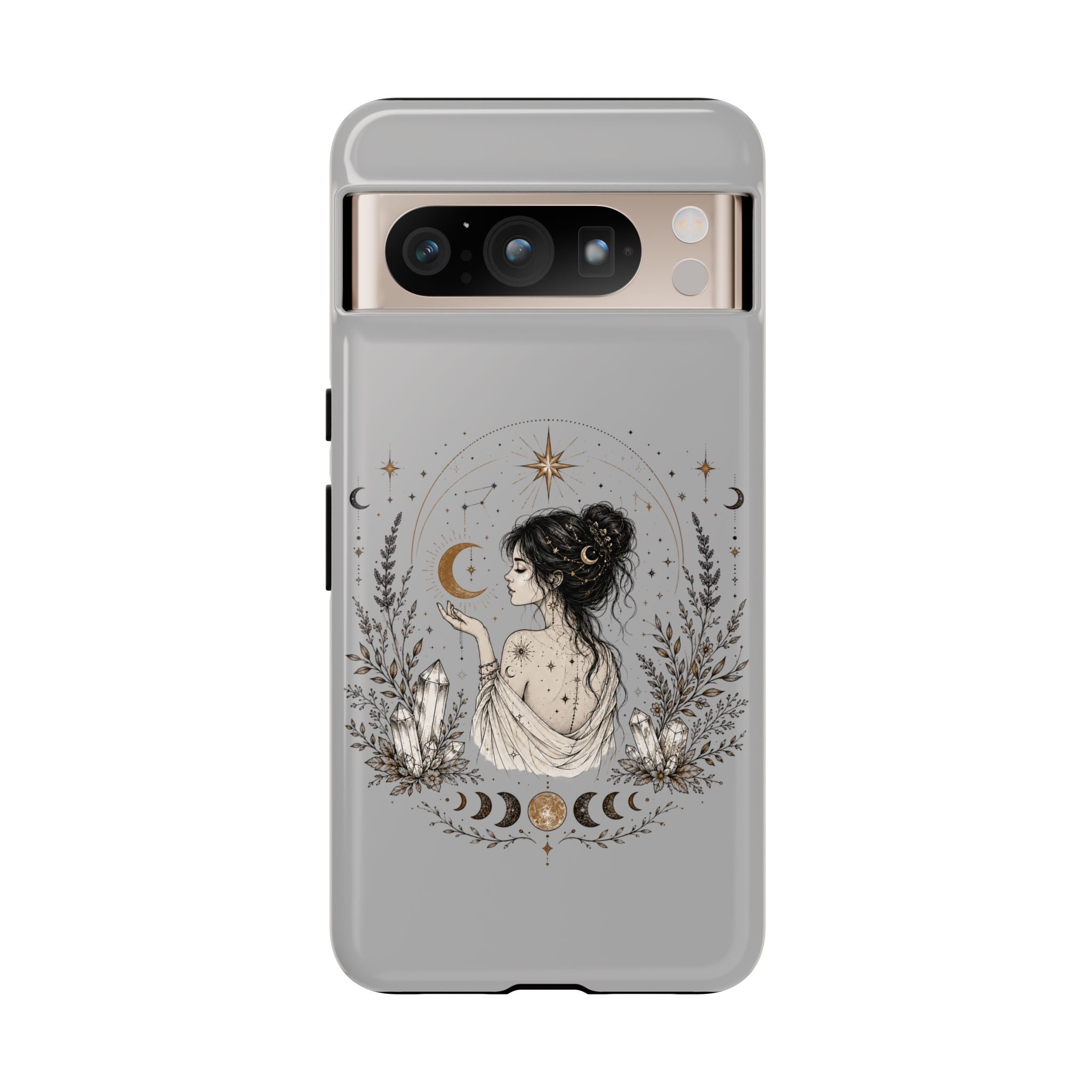 Celestial Witch Illustration Phone Case | Moon Magic, Crystals, Botanical