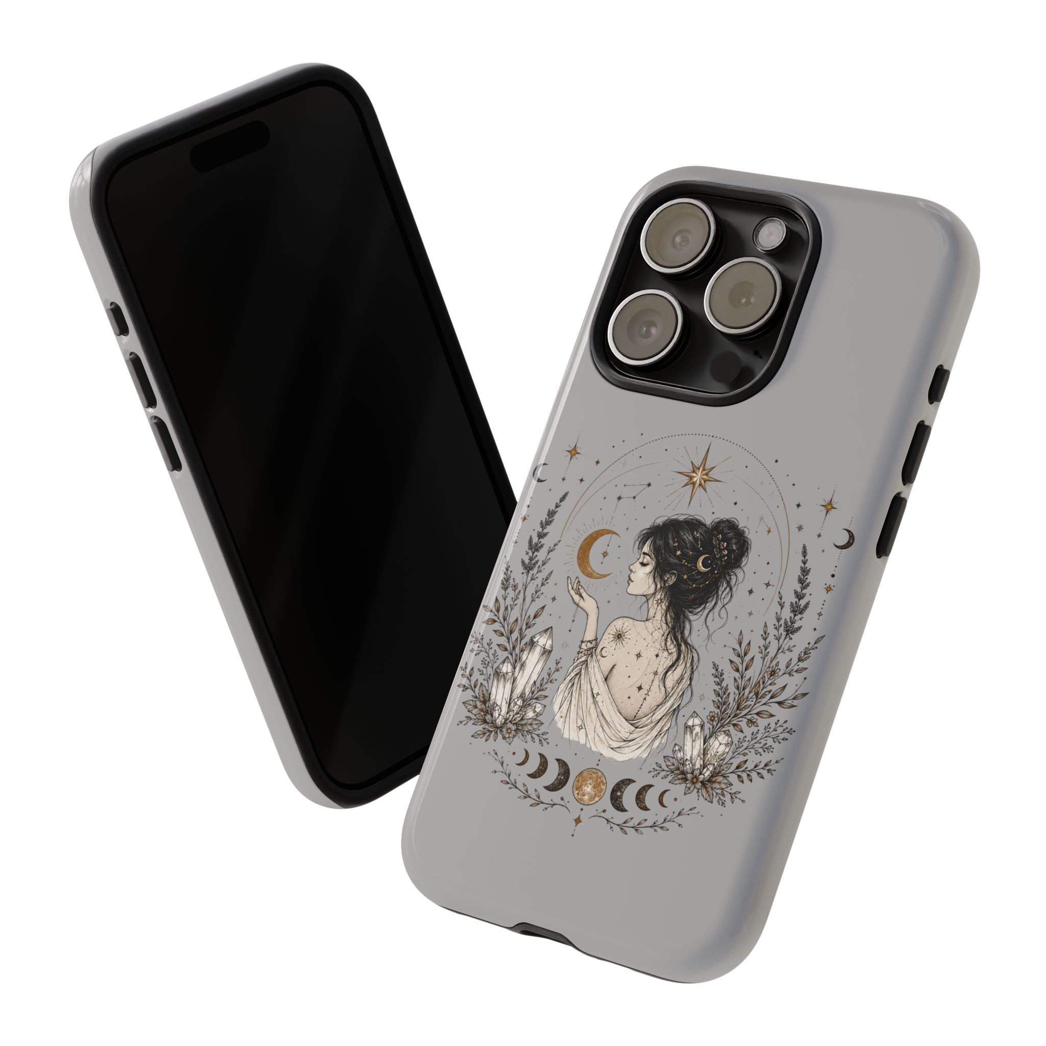 Celestial Witch Illustration Phone Case | Moon Magic, Crystals, Botanical