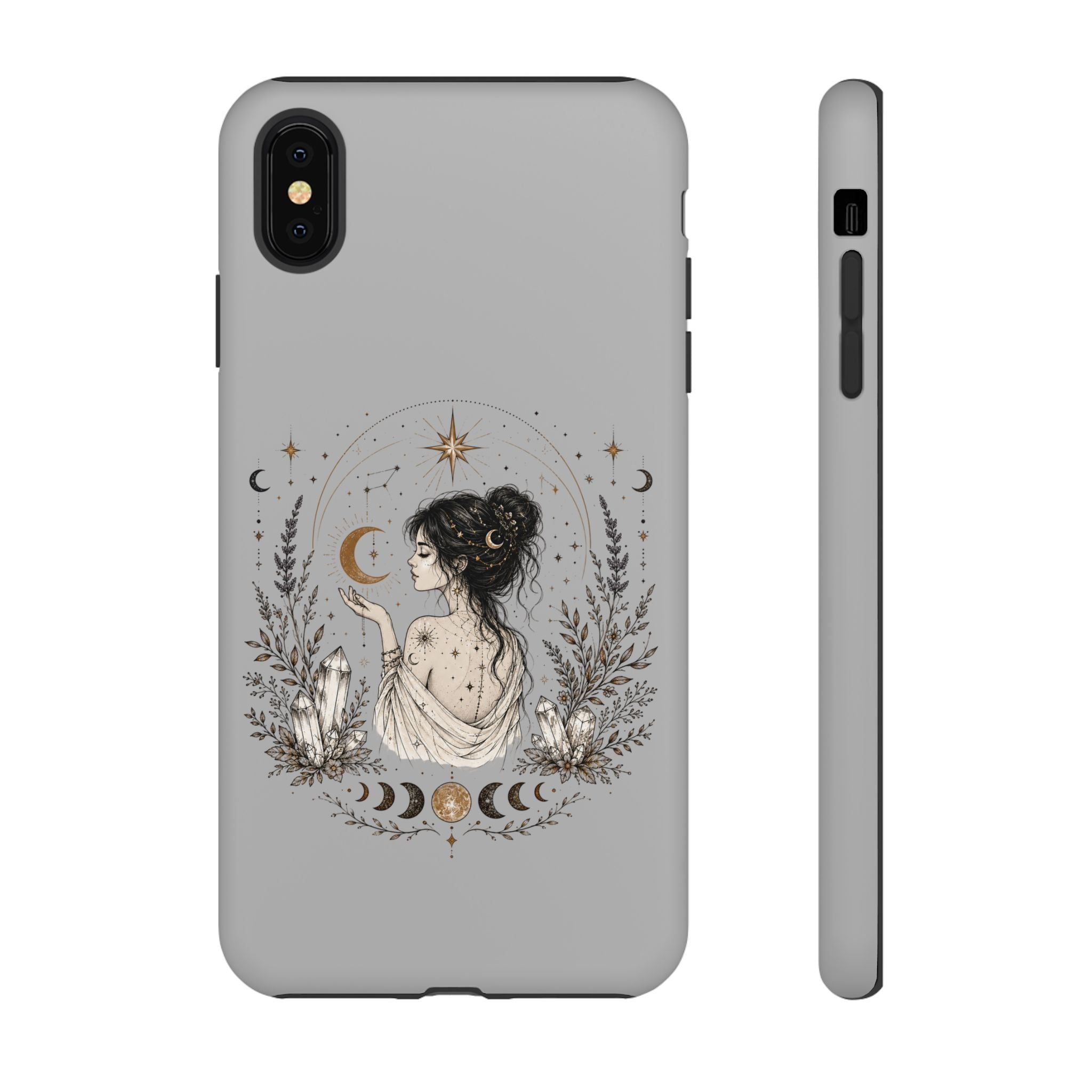 Celestial Witch Illustration Phone Case | Moon Magic, Crystals, Botanical