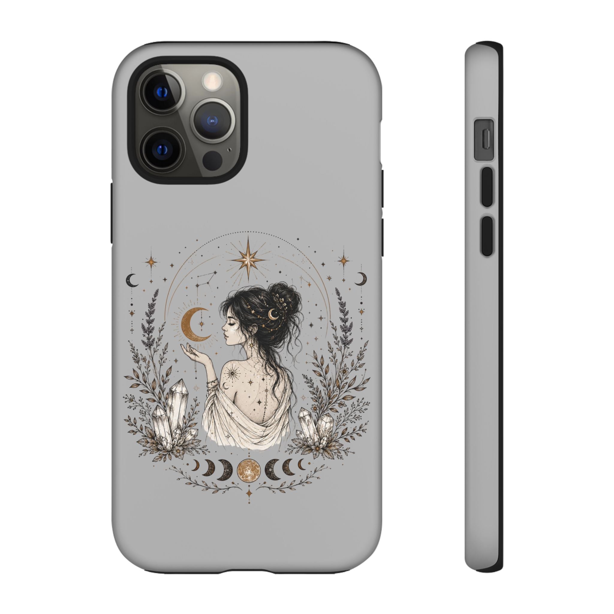 Celestial Witch Illustration Phone Case | Moon Magic, Crystals, Botanical