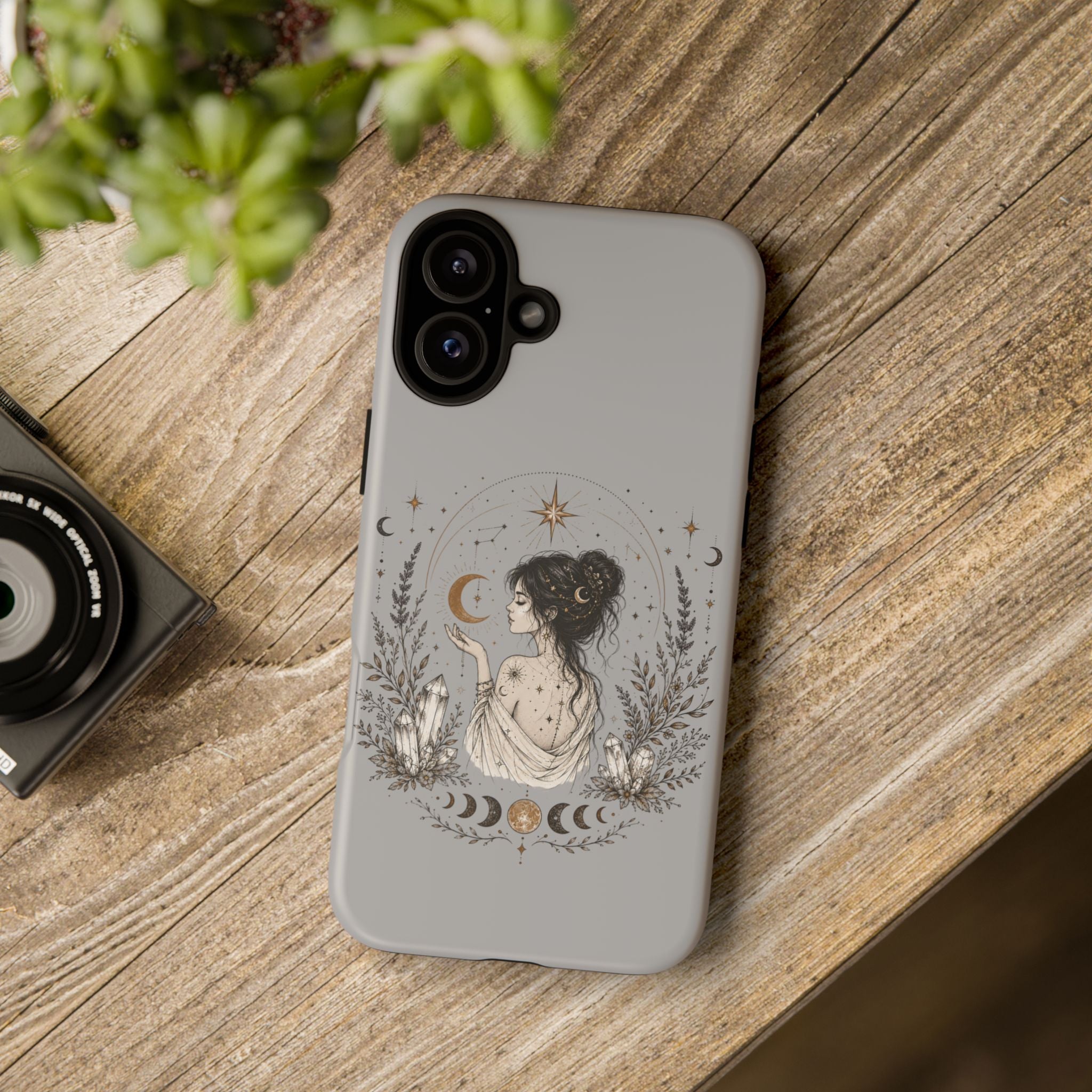 Celestial Witch Illustration Phone Case | Moon Magic, Crystals, Botanical