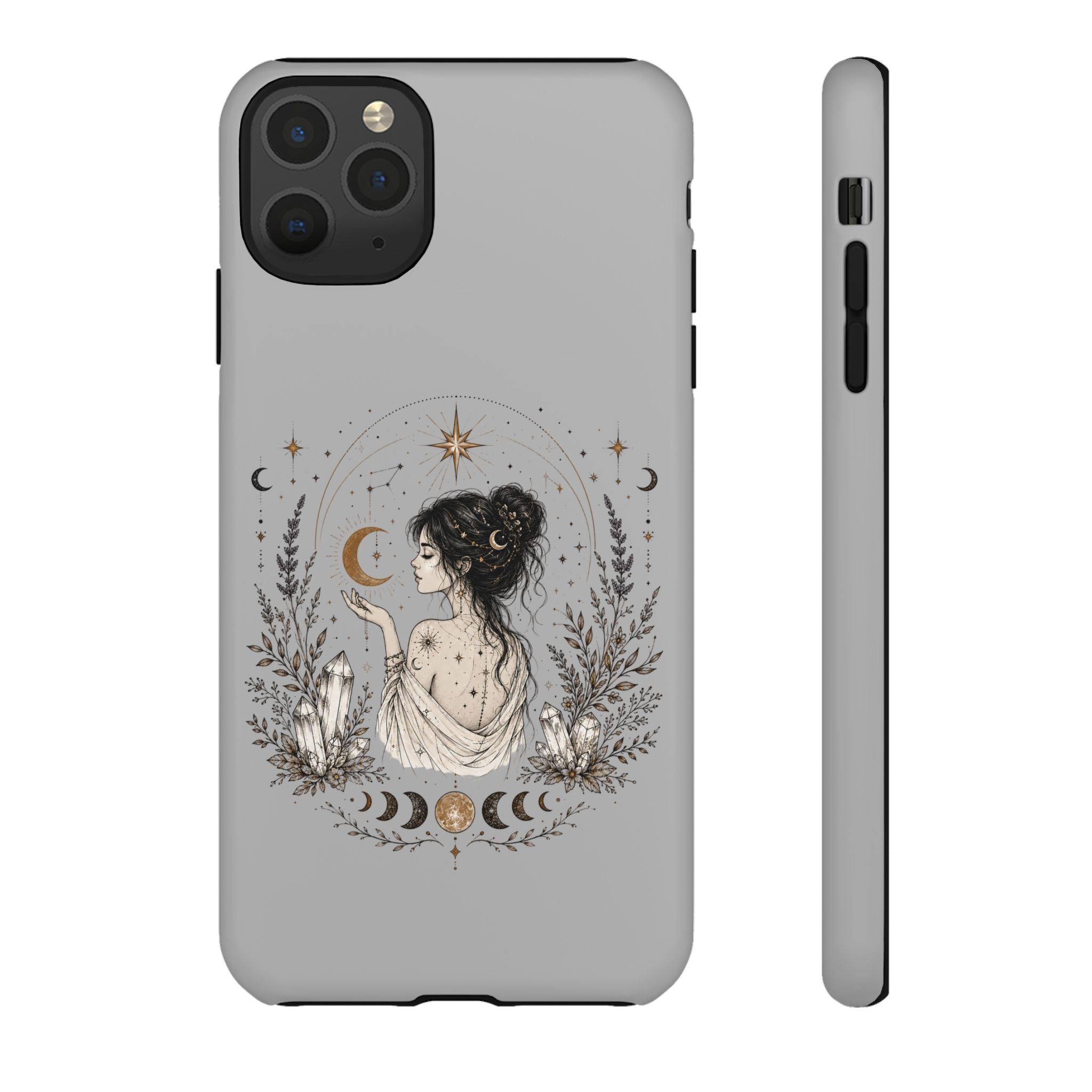 Celestial Witch Illustration Phone Case | Moon Magic, Crystals, Botanical