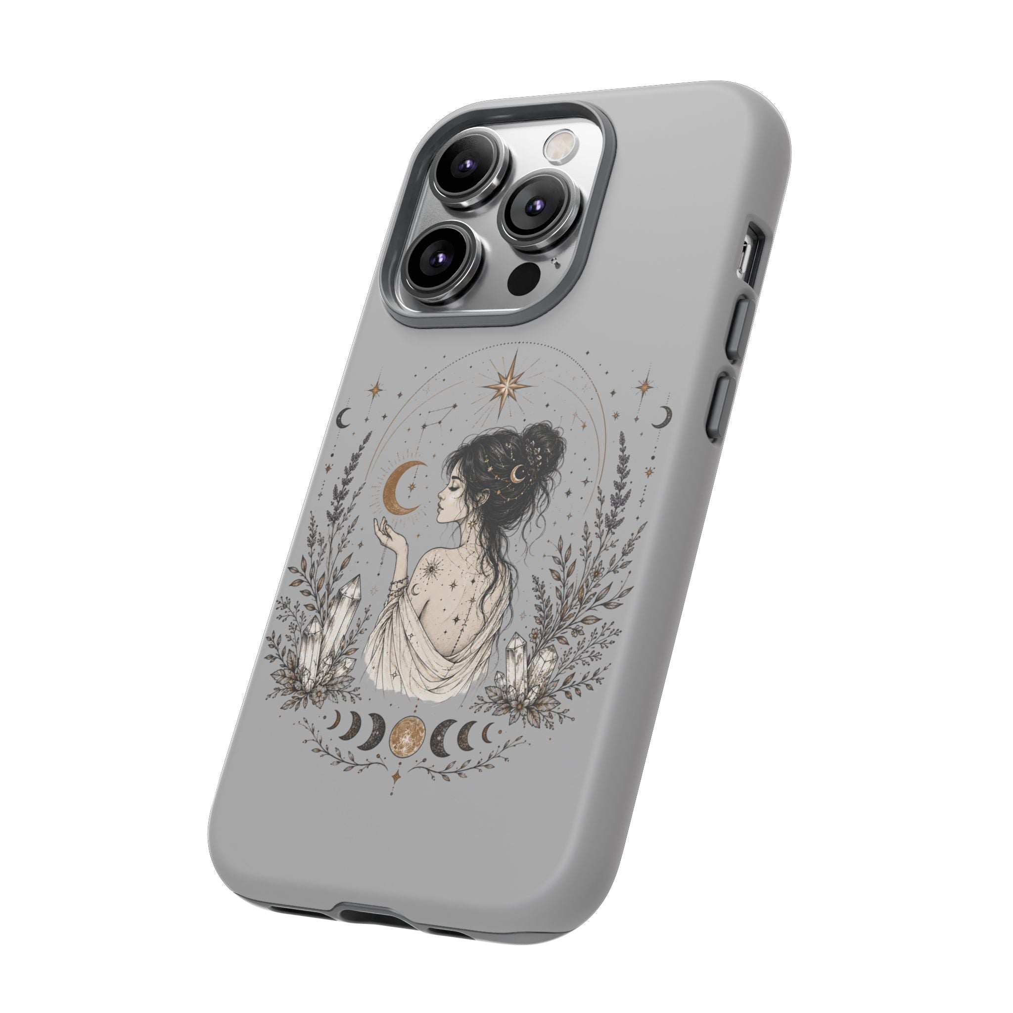 Celestial Witch Illustration Phone Case | Moon Magic, Crystals, Botanical
