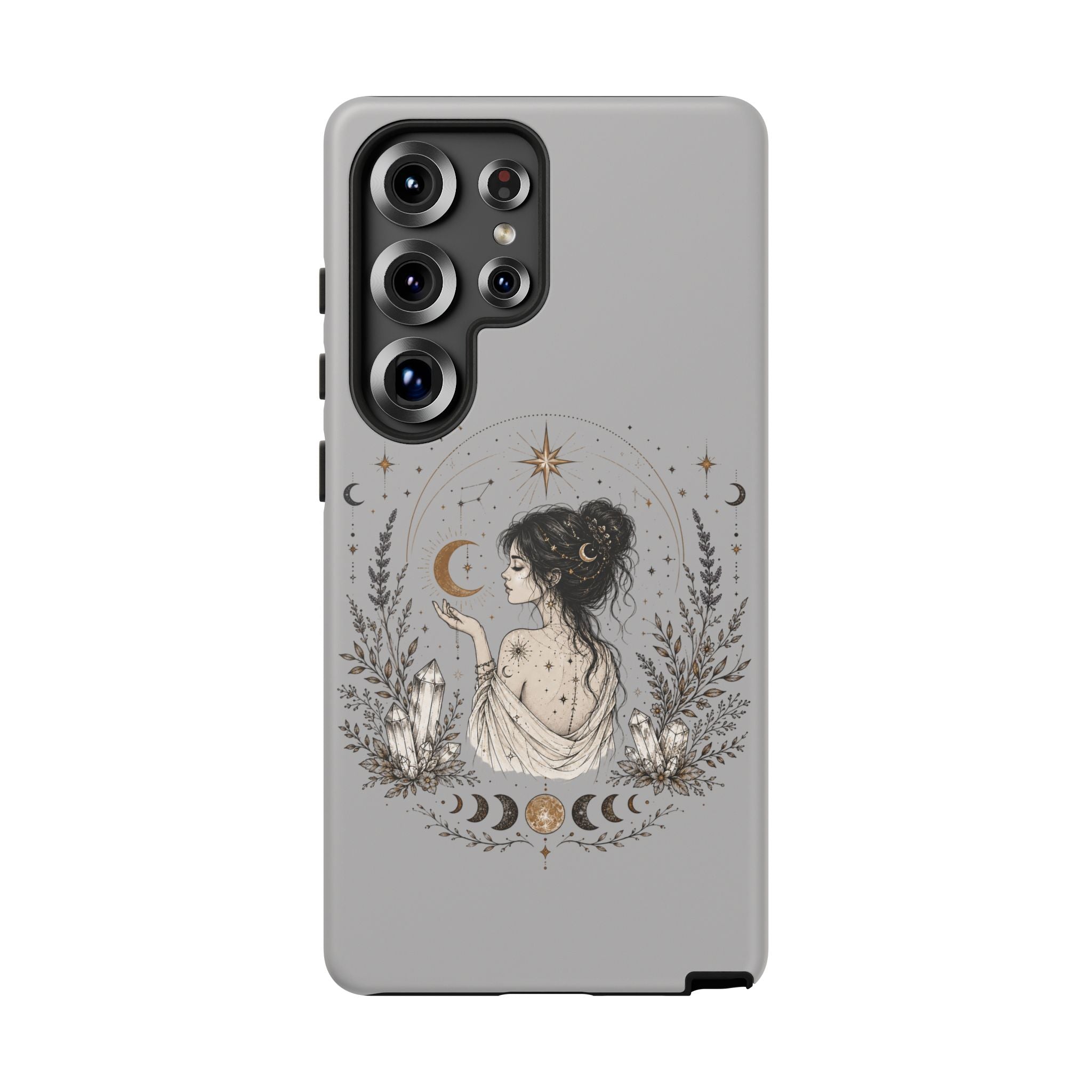 Celestial Witch Illustration Phone Case | Moon Magic, Crystals, Botanical