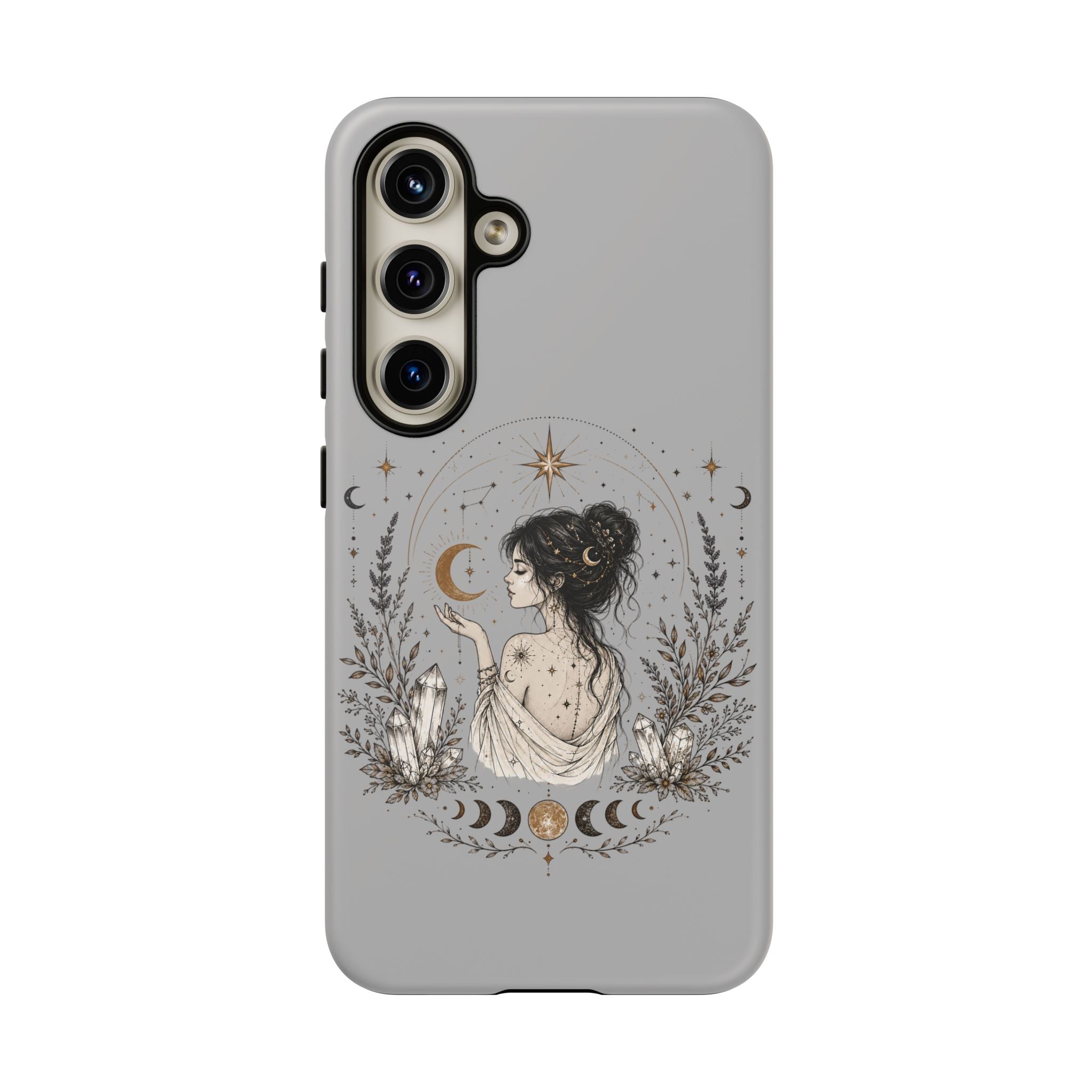 Celestial Witch Illustration Phone Case | Moon Magic, Crystals, Botanical