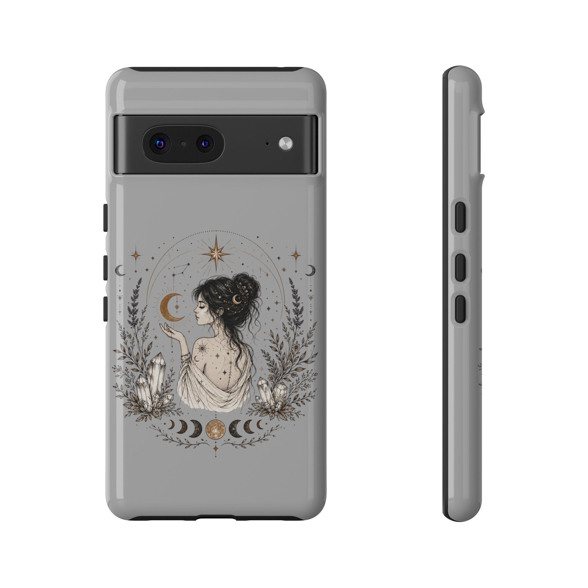 Celestial Witch Illustration Phone Case | Moon Magic, Crystals, Botanical