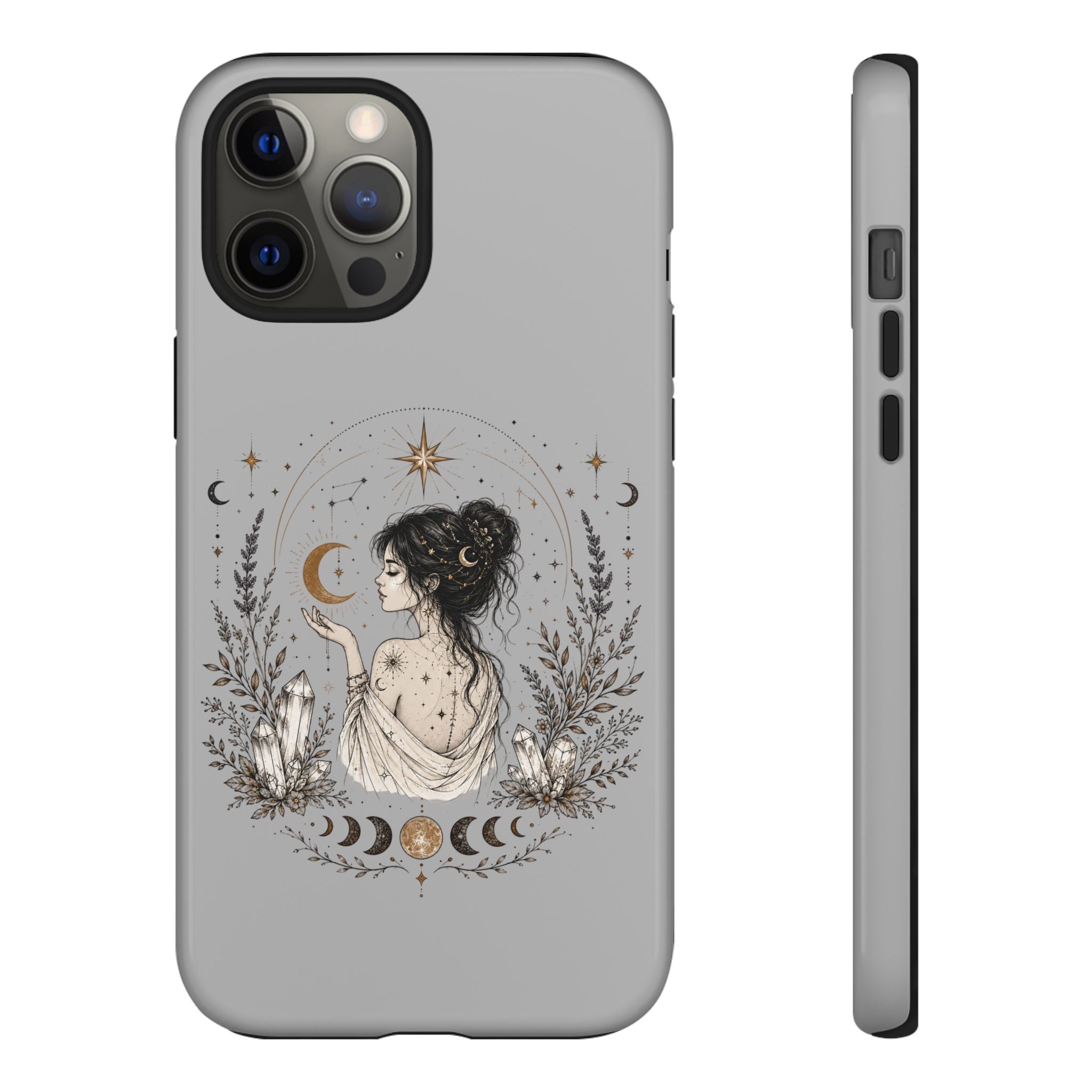 Celestial Witch Illustration Phone Case | Moon Magic, Crystals, Botanical