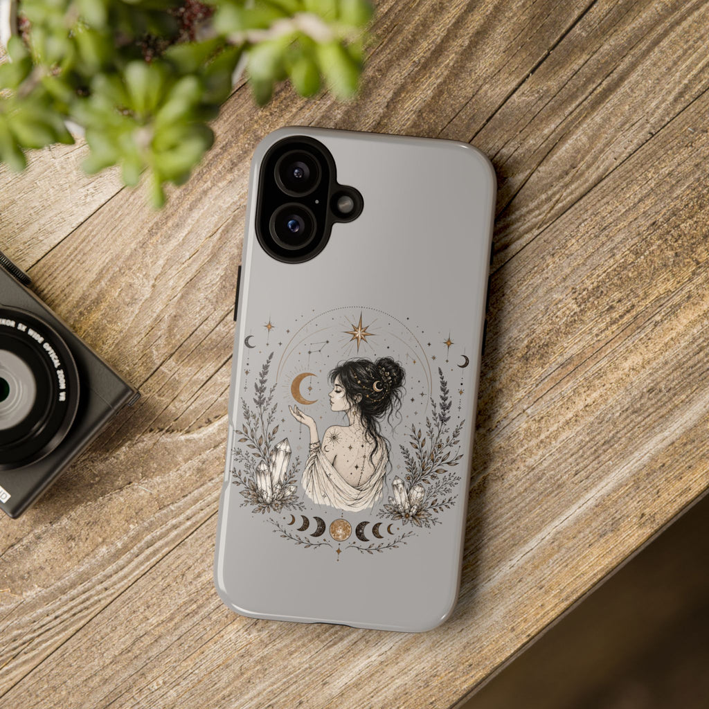 Celestial Witch Illustration Phone Case | Moon Magic, Crystals, Botanical
