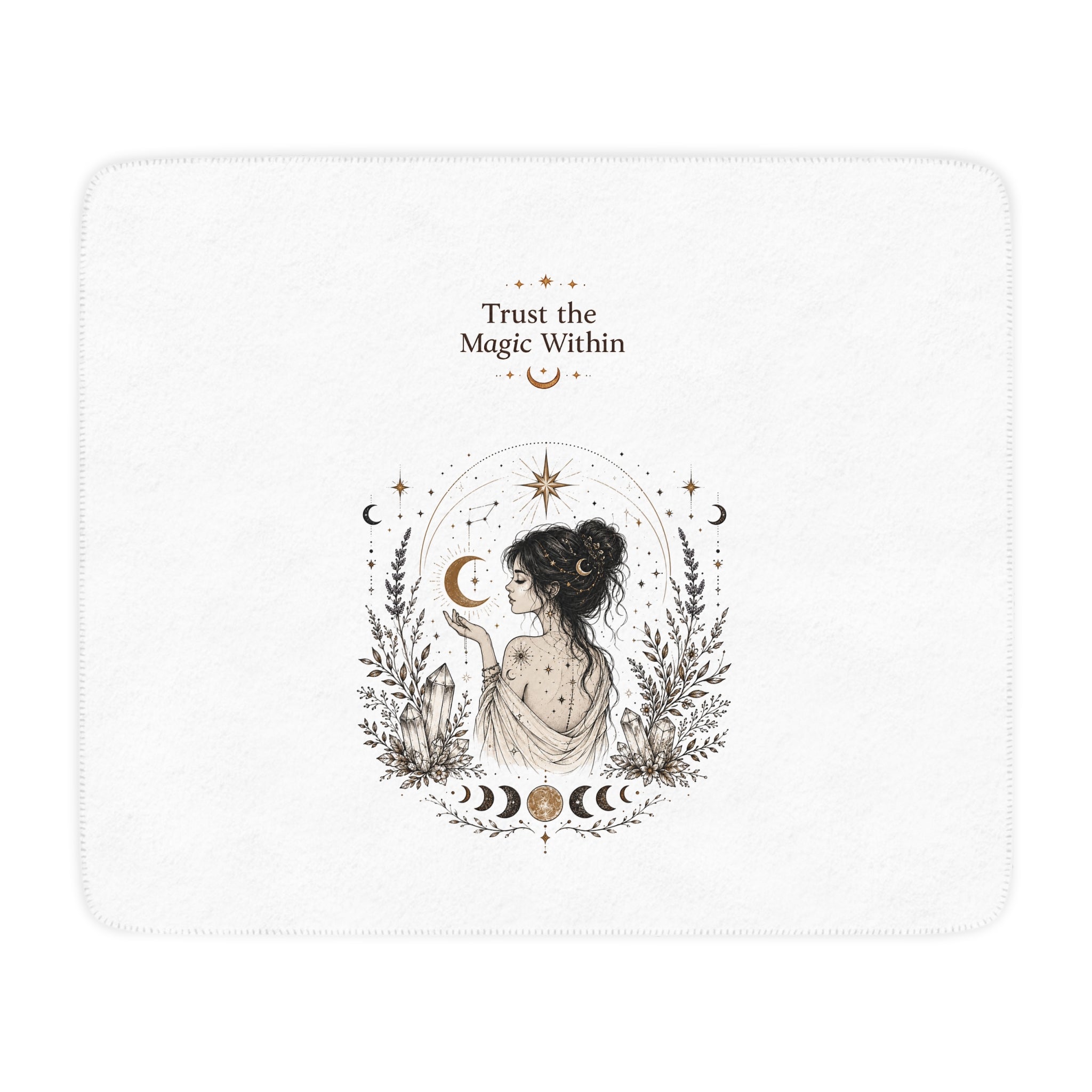 Trust the Magic Within | spiritual moon witch | Tan Sherpa Blanket