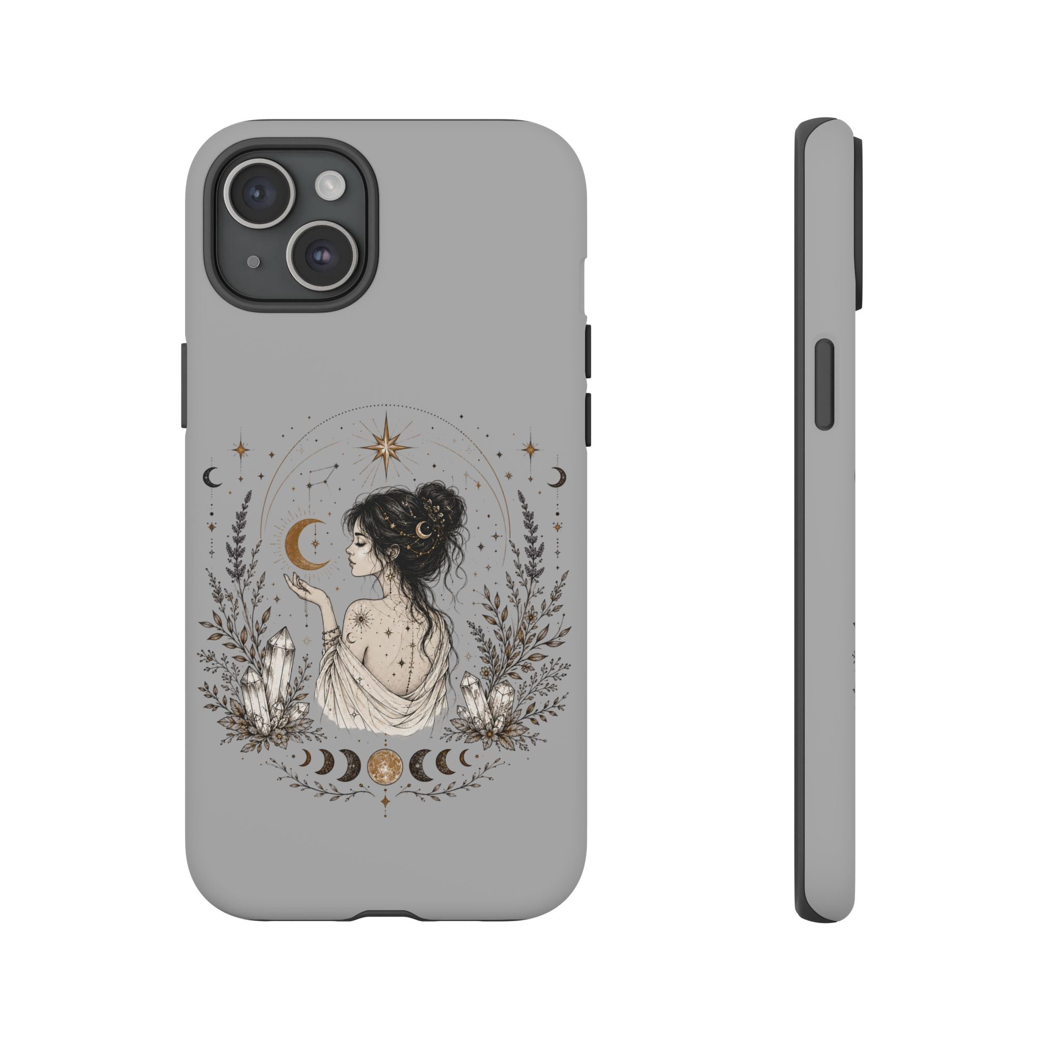 Celestial Witch Illustration Phone Case | Moon Magic, Crystals, Botanical