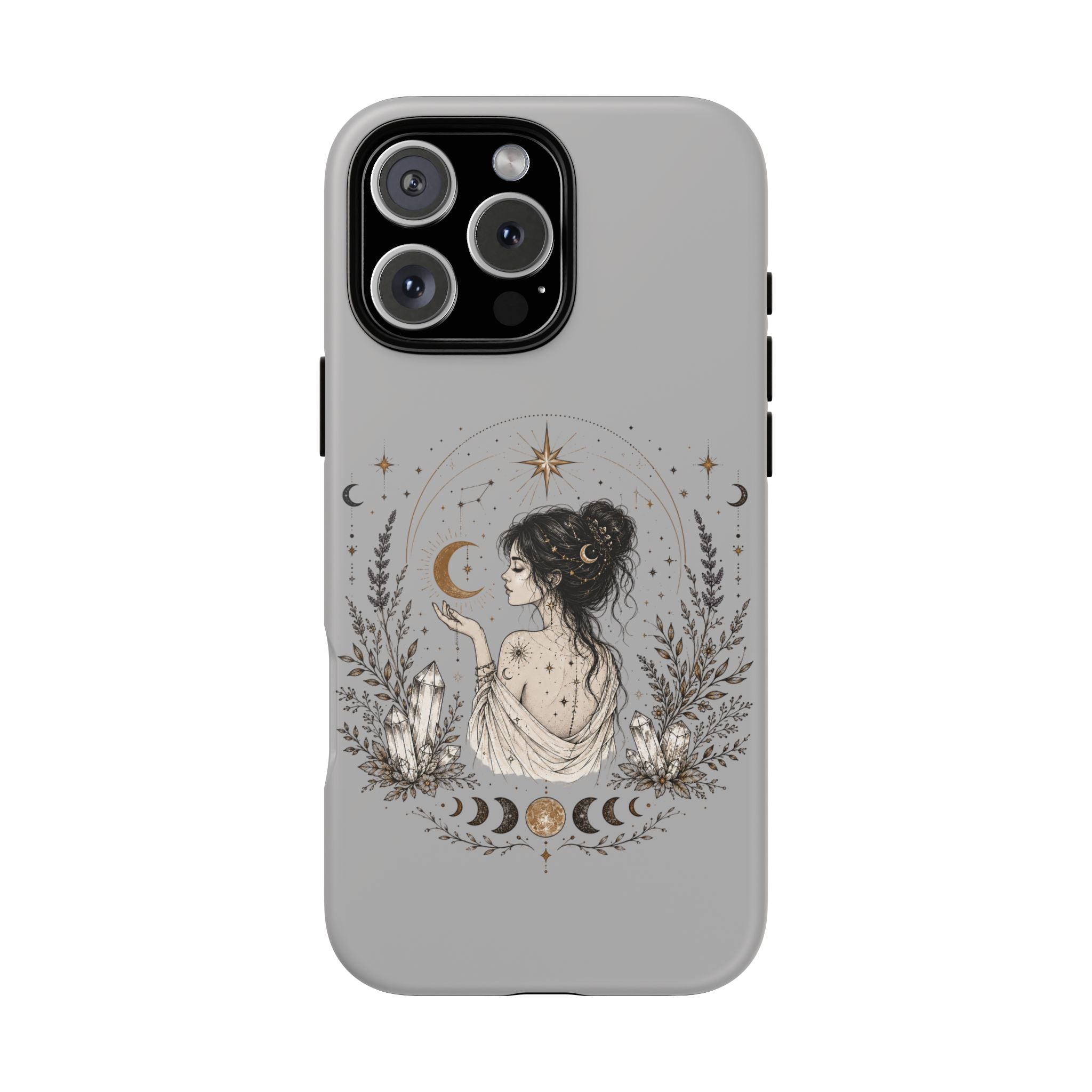 Celestial Witch Illustration Phone Case | Moon Magic, Crystals, Botanical
