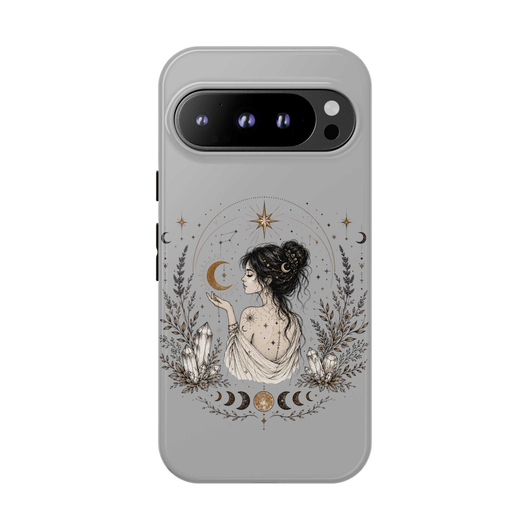 Celestial Witch Illustration Phone Case | Moon Magic, Crystals, Botanical